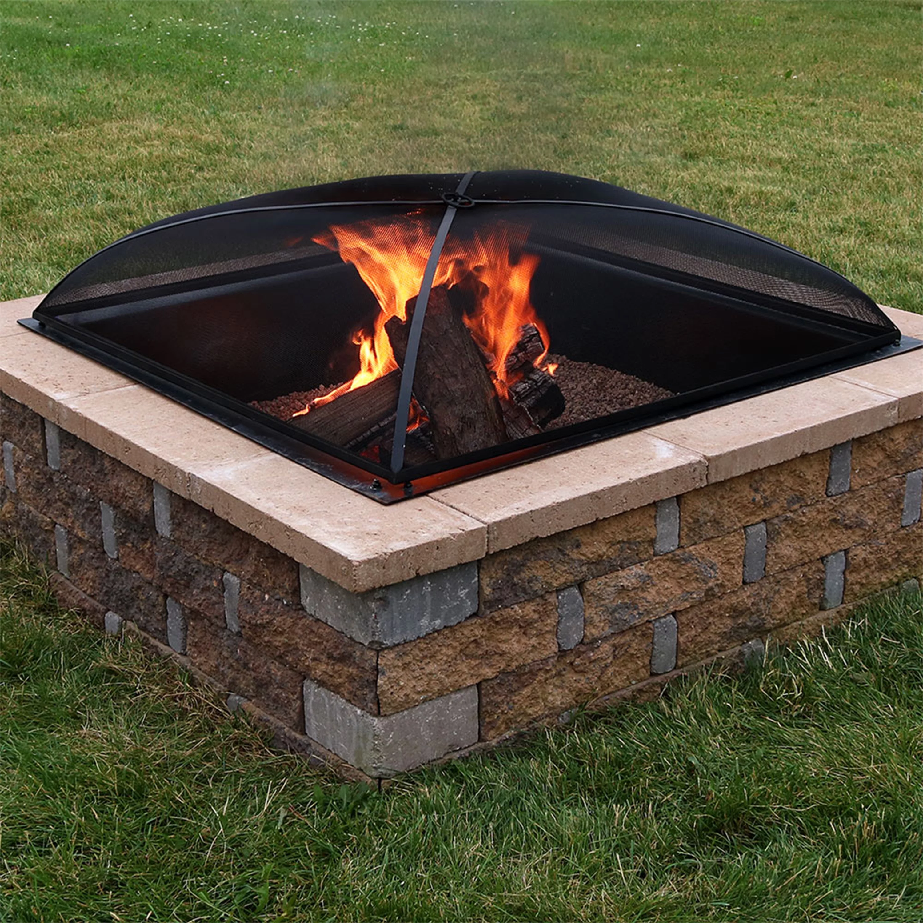 Sunnydaze Heavy-Duty Steel Square Fire Pit Spark Screen - 24