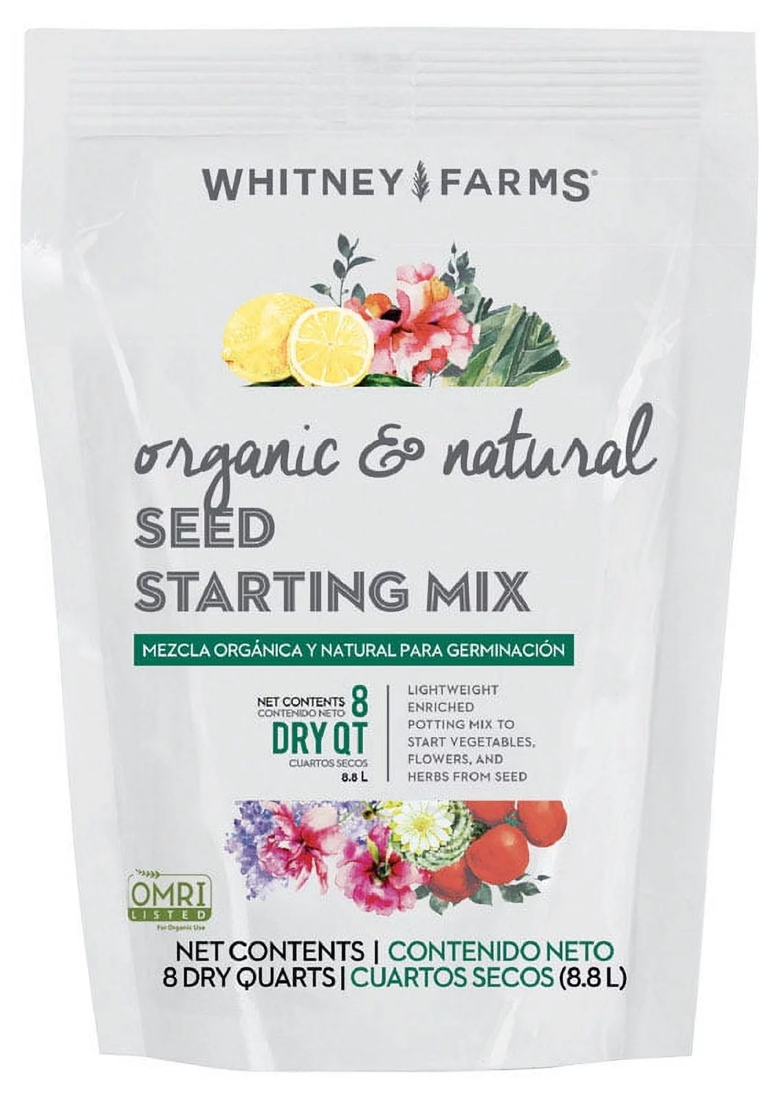 Whitney Farms Organic & Natural Seed Starting Mix for Seedlings, 8 qt.