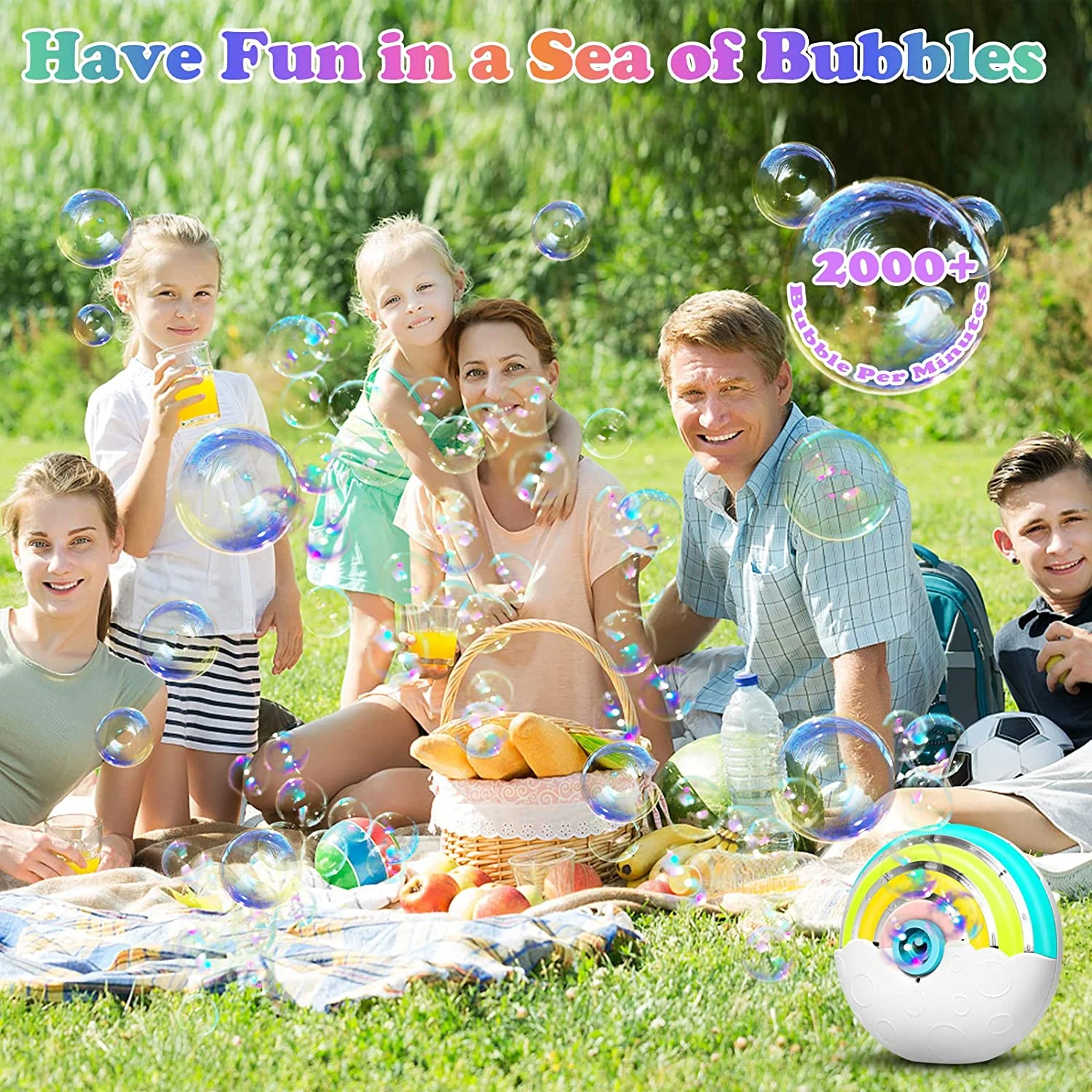 Kids Bubble Machine,Backpack Handheld Automatic Bubbles Maker Blower Toy,Silent Design, for Outdoor/Indoor Party