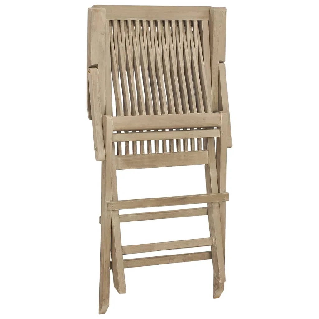 Tomshoo Folding Patio Chairs Gray Solid Wood Teak, Cozy Leisure Time, Family and Friends