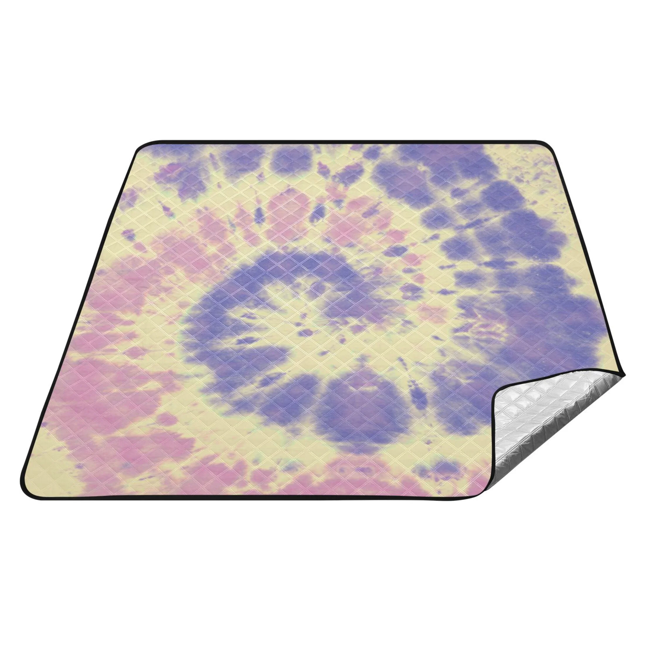 Vintage Rainbow Tie Dye Spiral Picnic Blanket Waterproof Beach Blankets Sandproof Large Mat with Storage Bag Camping Grass Travel Hiking Park 78