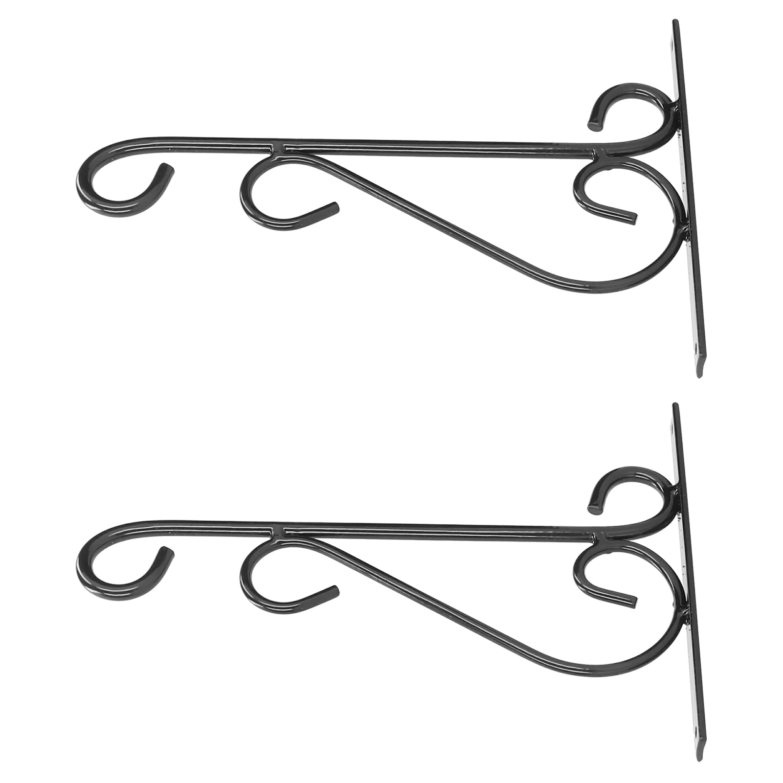Verdant Touch Hanging Plant Holder 2PCS Wrought Iron Wall Hanging Bracket Plant Holder Bird Feeders Hanger Home Garden DecorationBlack