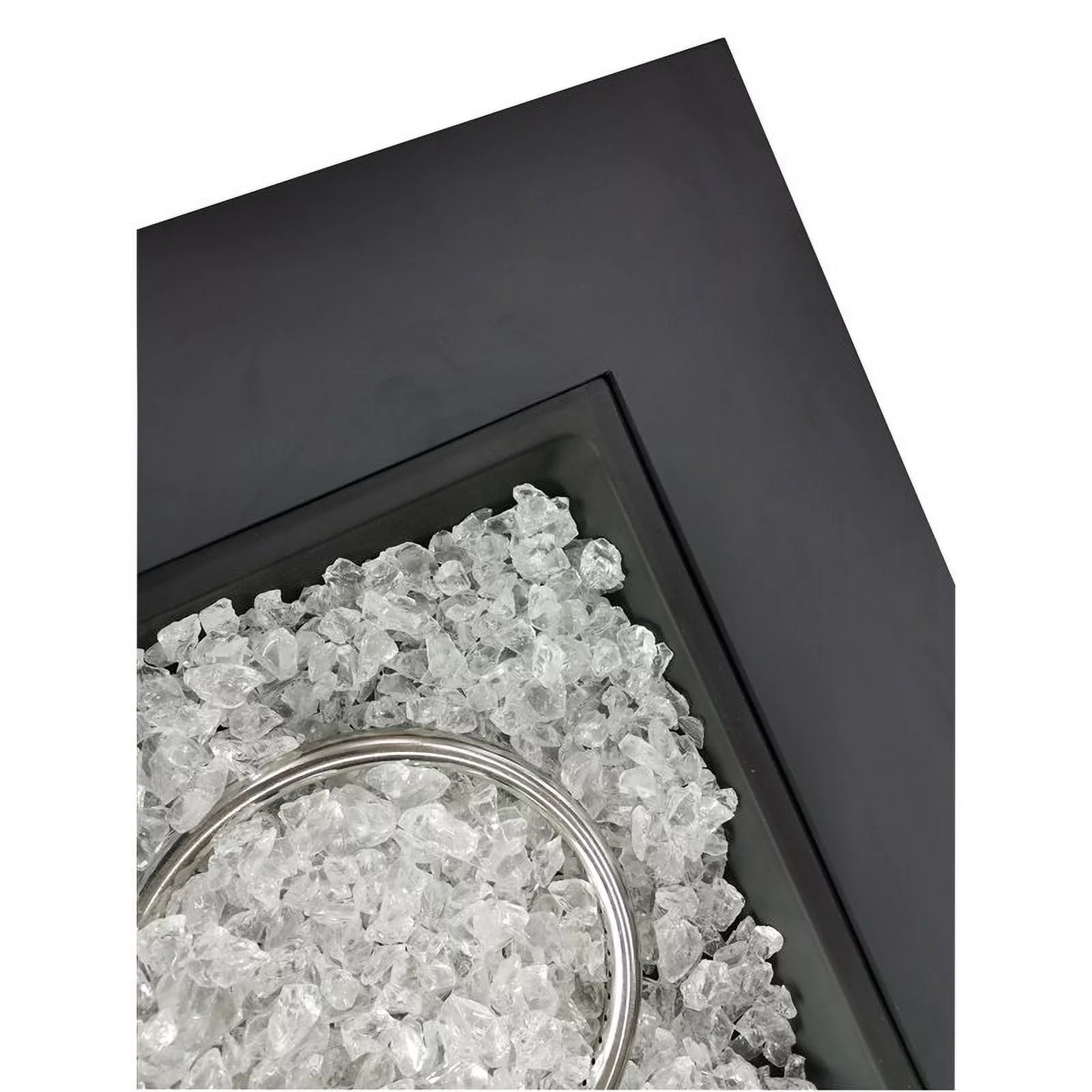 Belmont Home Jayapura Square Metal Fire Pit with Glass Rocks in Black