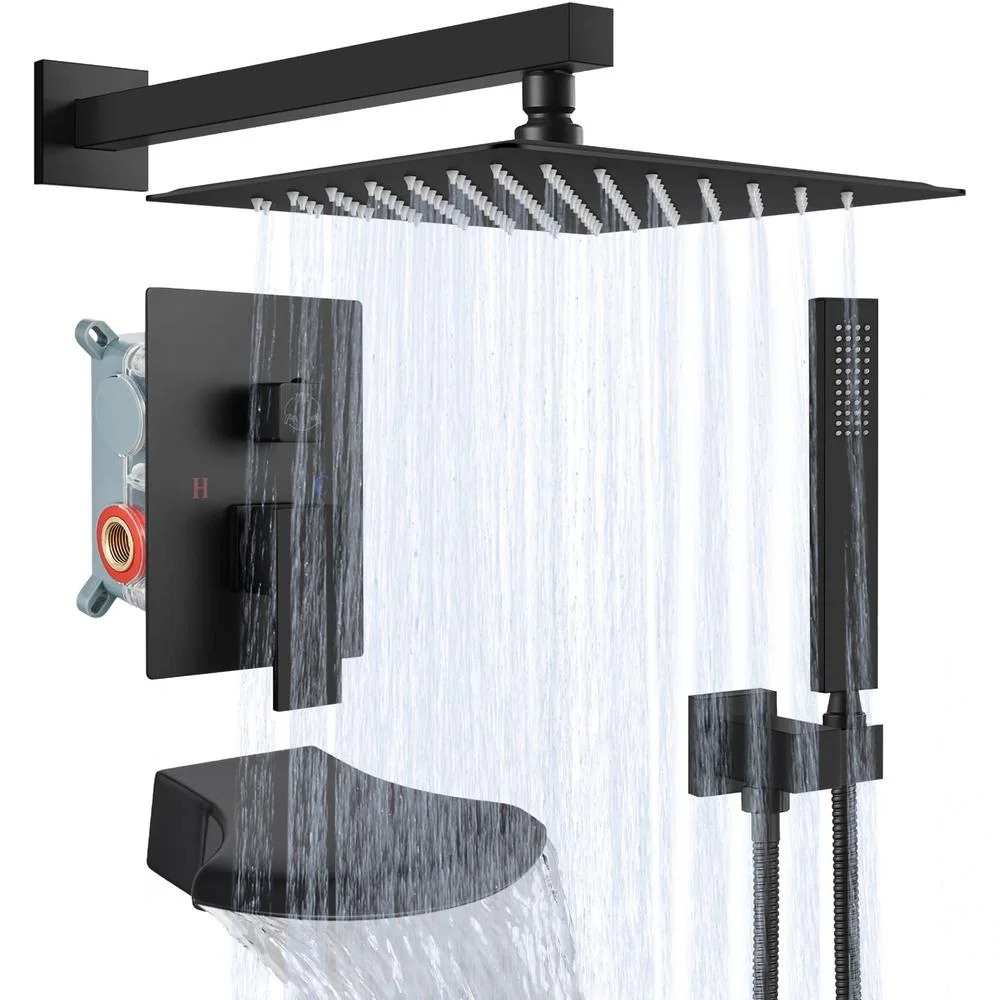 Flroha Shower Head and Faucet Set | Shower System Shower Set | Faucet Shower with Hose, Matte Black Shower Fixtures, Anti-Leak Handheld Shower Combo, Height/Angle Adjustable