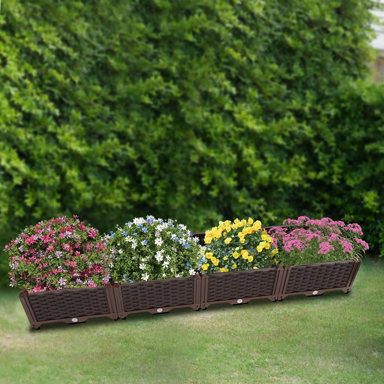 Plastic Large Deepened Raised Garden Bed for Outdoor Plants,Greenhouse Planter with Drainage,Garden Boxes for Vegetables&Flowers, Balconies, Decks, Gardens, Backyards 61.42 * 15.35 * 8.66in
