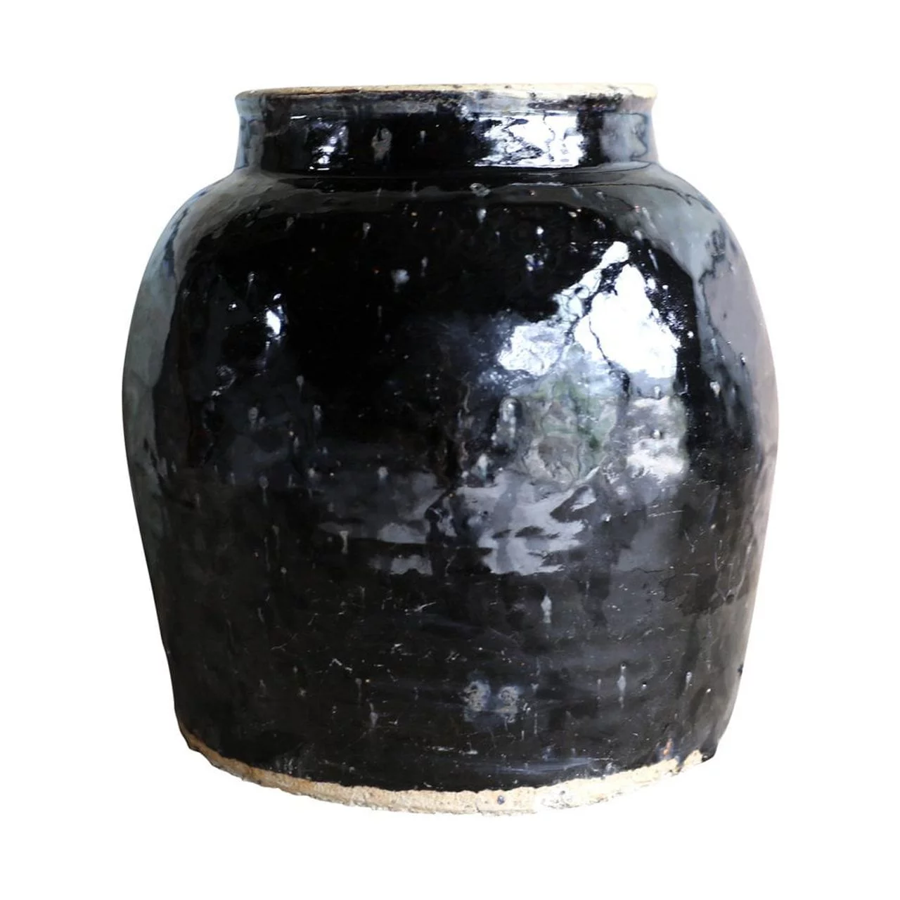 Vintage Oil Pot With Black Glazed