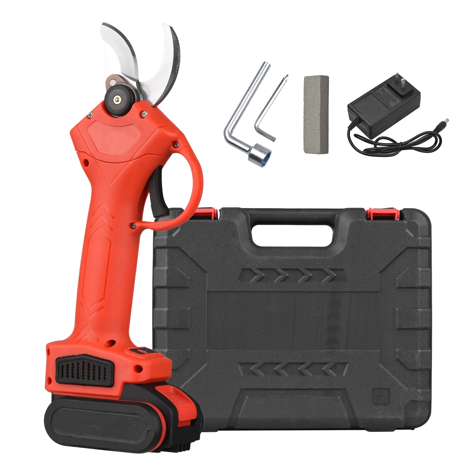 48V Cordless Electric Pruning Shears Portable Garden Shears Tree Trimmer Branch Cutter with Lithium Battery Adapter for Gardening