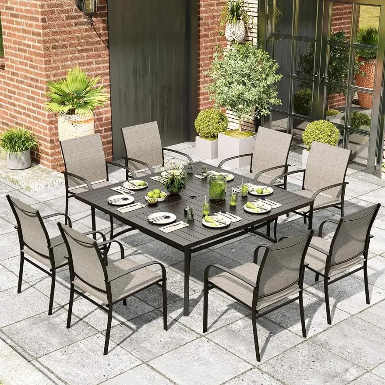 7/9-Piece Patio Dining Set, Outdoor Furniture Set with Textilene Chairs and Dining Table for Deck Garden Backyard Lawn Poolside