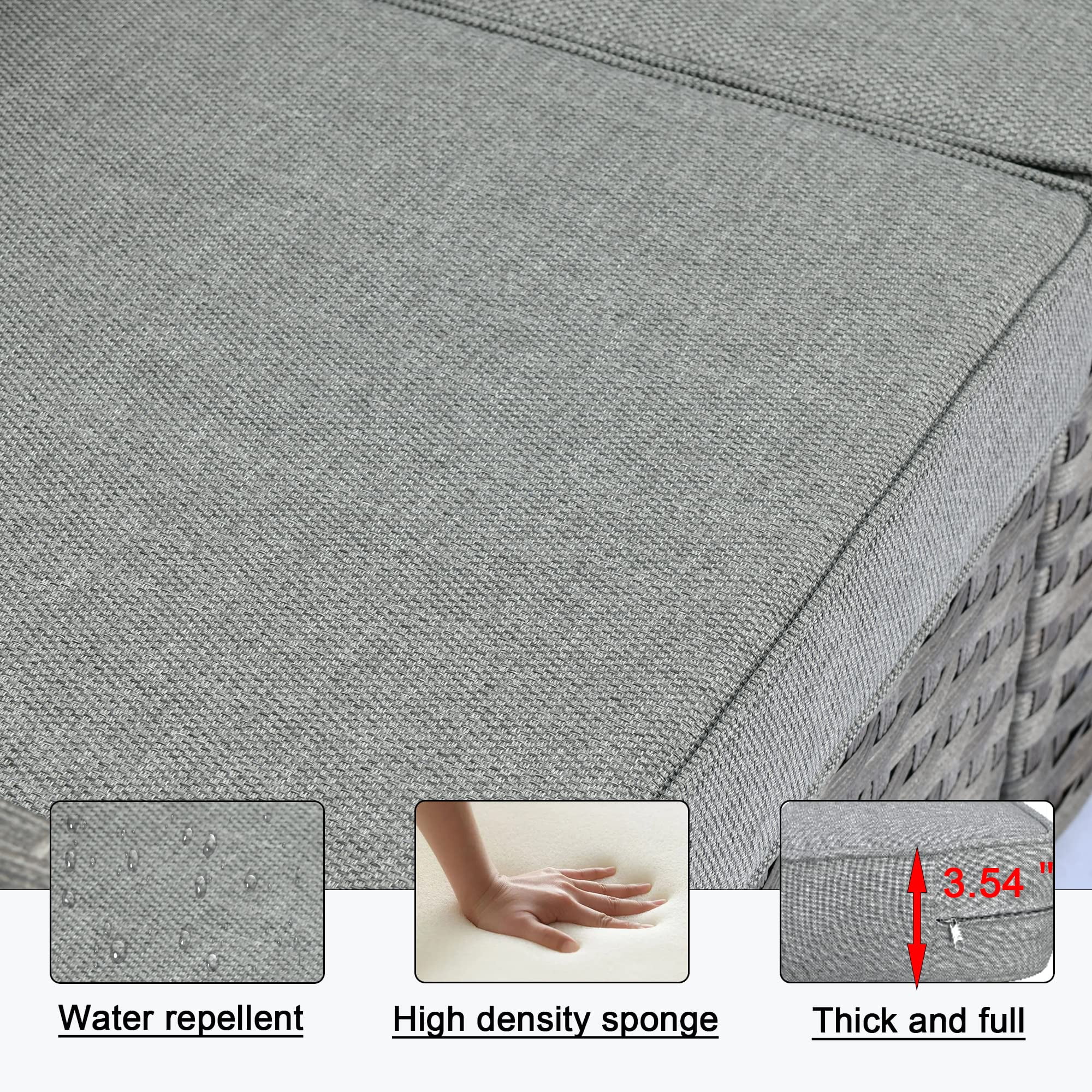 Vcatnet 13 Pieces Patio Furniture Outdoor Sectional Sofa Wicker Conversation Set with Fire Pit Table and Coffee Table for Garden,Porch,Dark gray