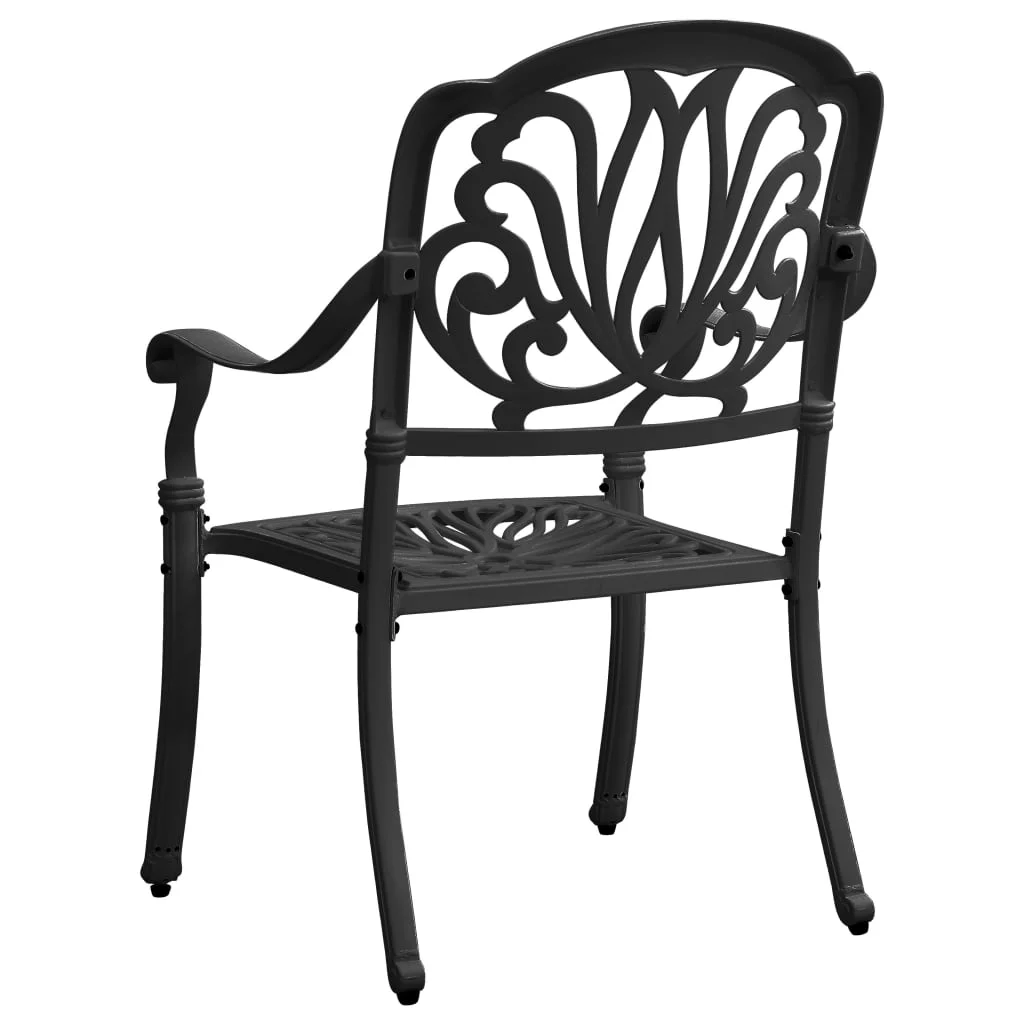 3 Piece Bistro Set Cast Aluminum Black