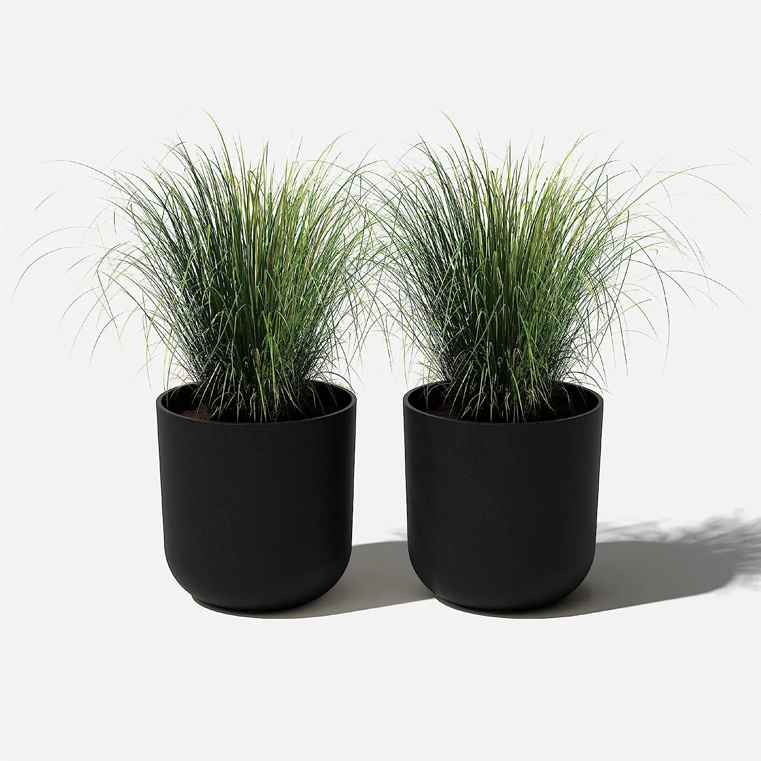 Mason Series Lima Planter - Round Planter for Indoor or Outdoor Porch/Garden | Made from Plastic & Concrete with Drainage Holes | Modern for Succulents, Flowers, Small Plants