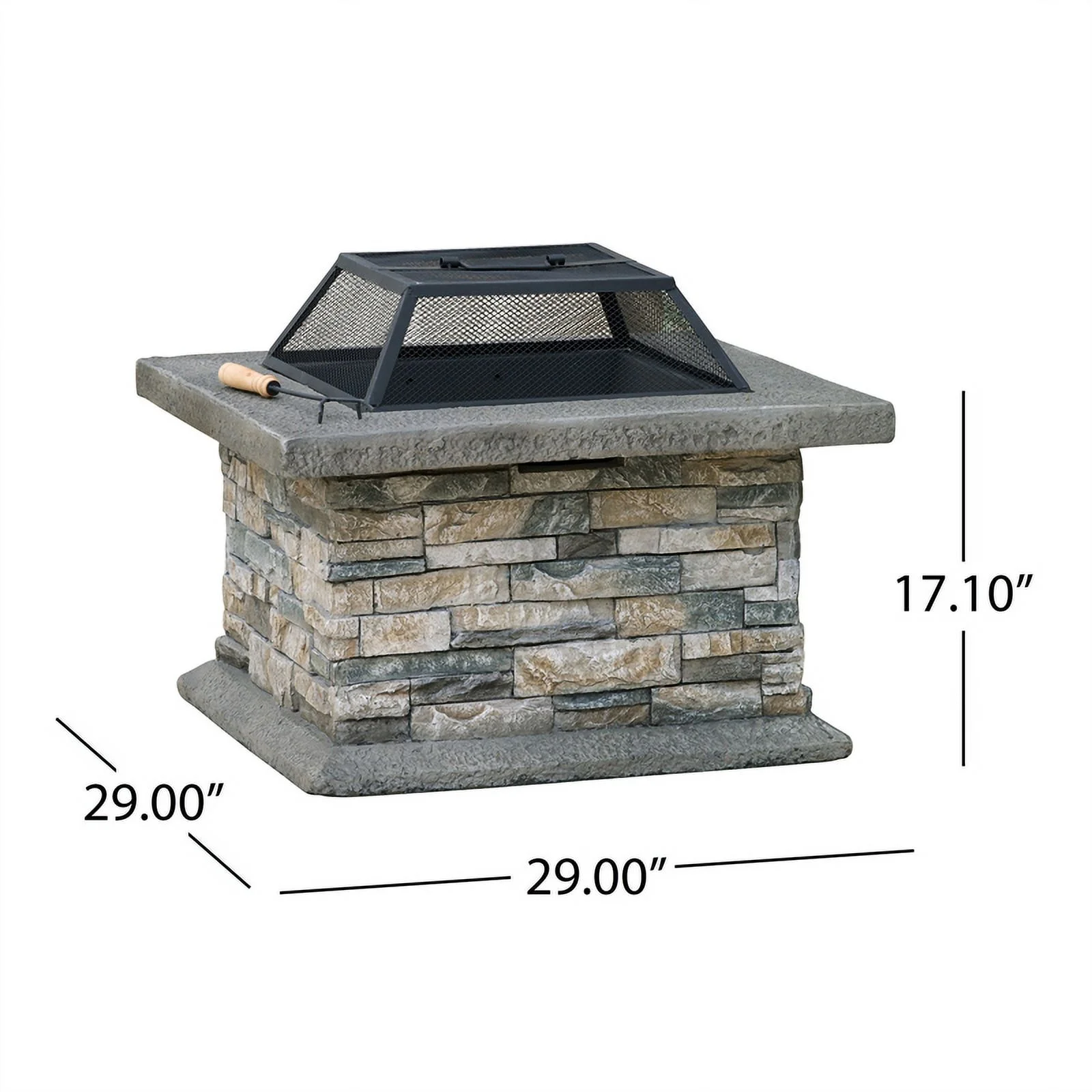 Noble House Crestline Outdoor Lightweight Concrete Wood Burning Fire Pit
