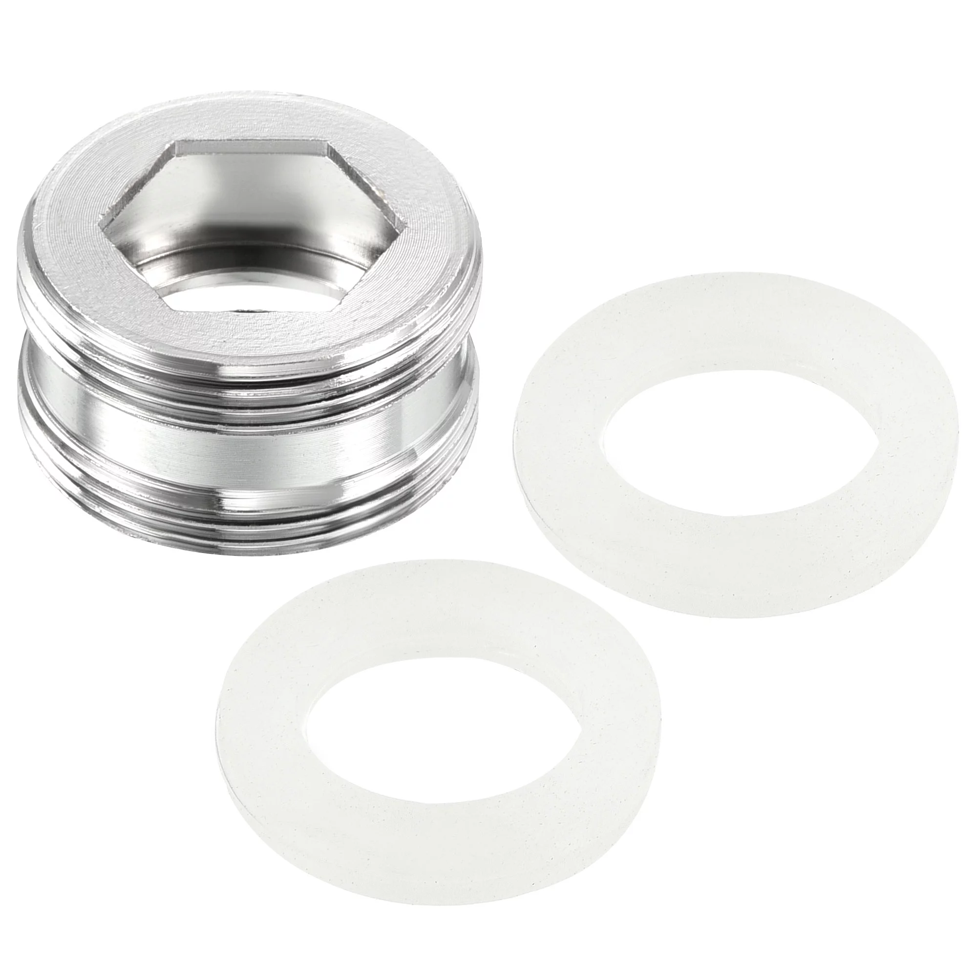Uxcell M22*1.0 Male to M22*1.0 Male Thread Chrome Faucet Aerator Adapter Fitting, Silver