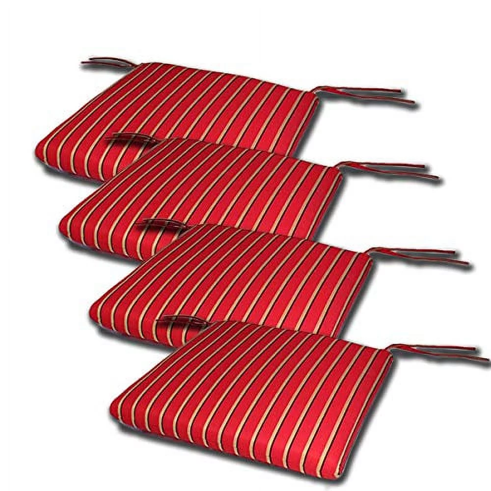 Set Of 4 20W X 18Dx 2H Sunbrella Outdoor Waterfall Style SEAT PAD Cushion In Harwood Crimson Made In