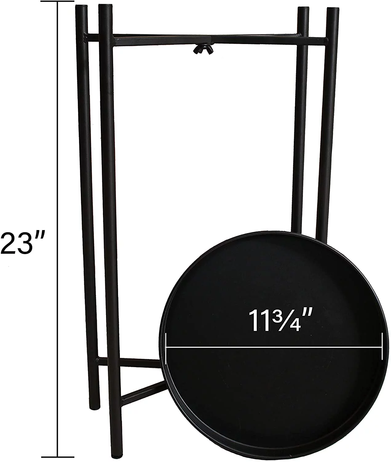Cotta Planters Metal Plant Stand 2-Tier 23 Inch Tall 12 Inch Wide, Black, No Assemble, Removable Plates, Side Table, Night Stand