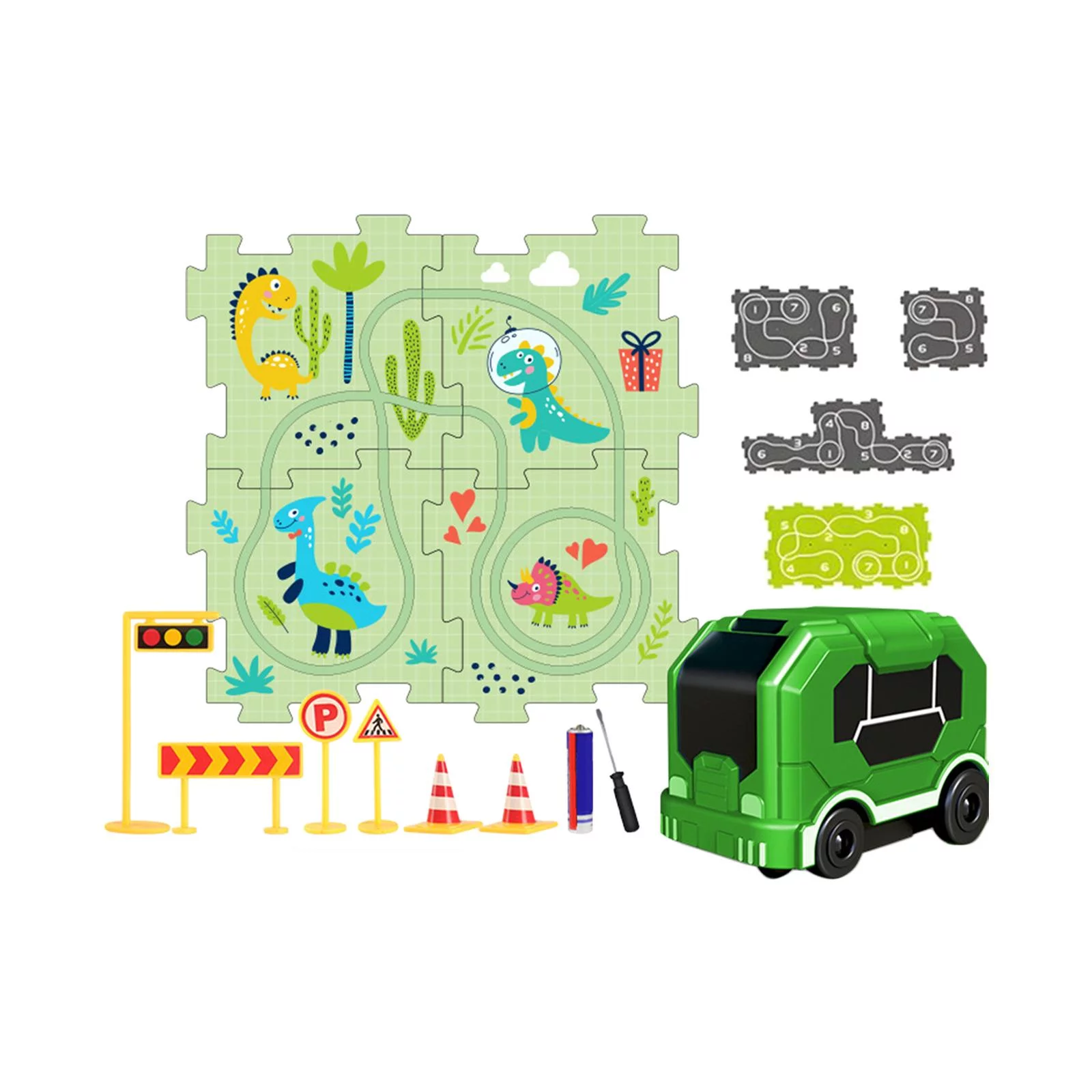 Rail Car Puzzles Board Building Toys Toddlers Train Track Toys Montessori Brain Teaser Motor Skills Puzzle Track Car Play Set 4pcs dinosaur theme