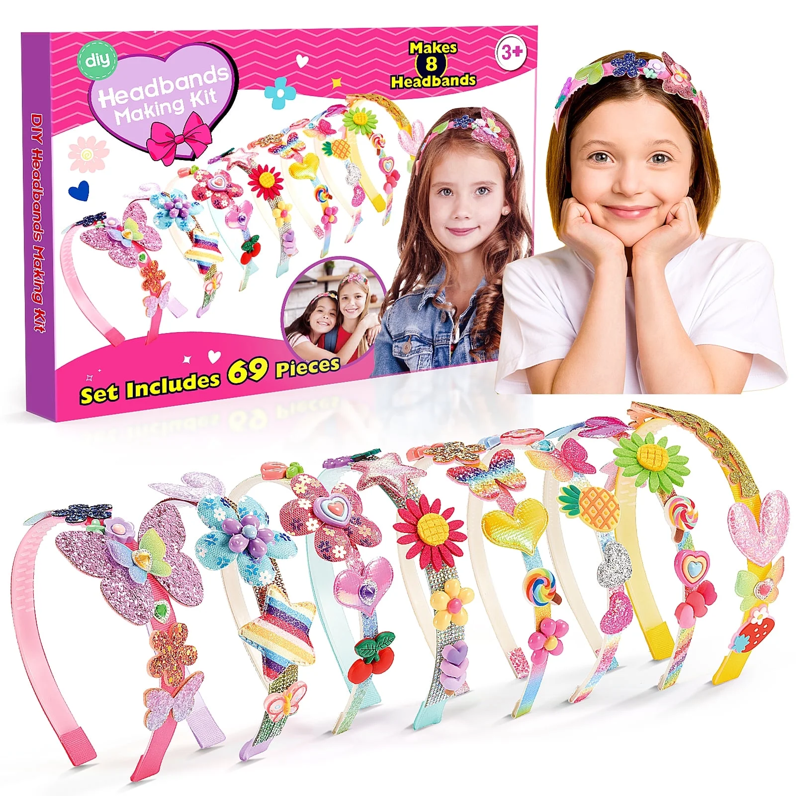 Headbands Making Kit for Girls, Gifts for 4 5 6 7 8 9 10 Year Old Girls, Hair Accessories Set for Girls 6-10, Craft Kits for Girls Birthday Gifts