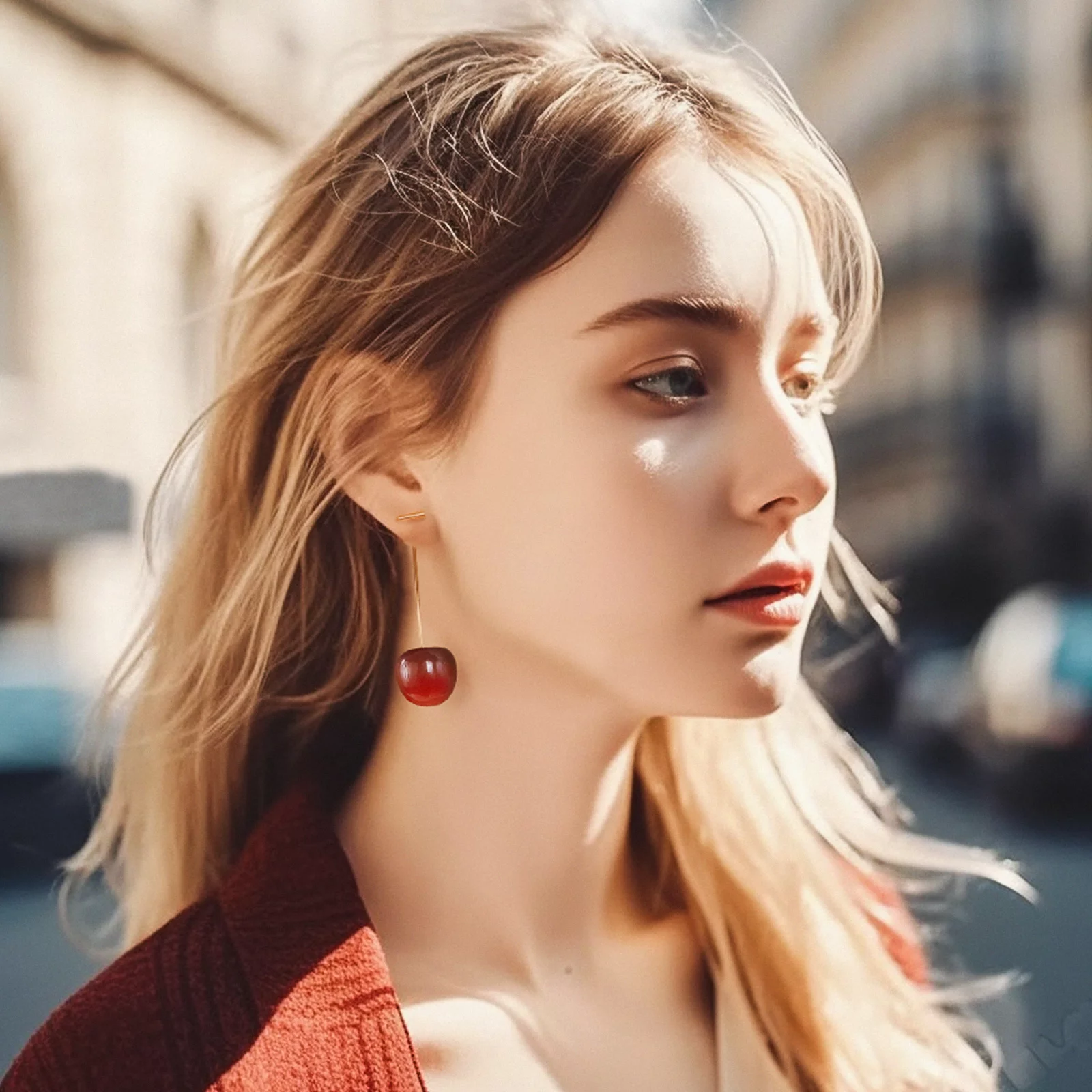 IDOKAWA Cherry Earrings for Women Sweet and Lovely Fruit Drop Dangle Earrings for Birthday Christmas Valentine's Day Mother's Day