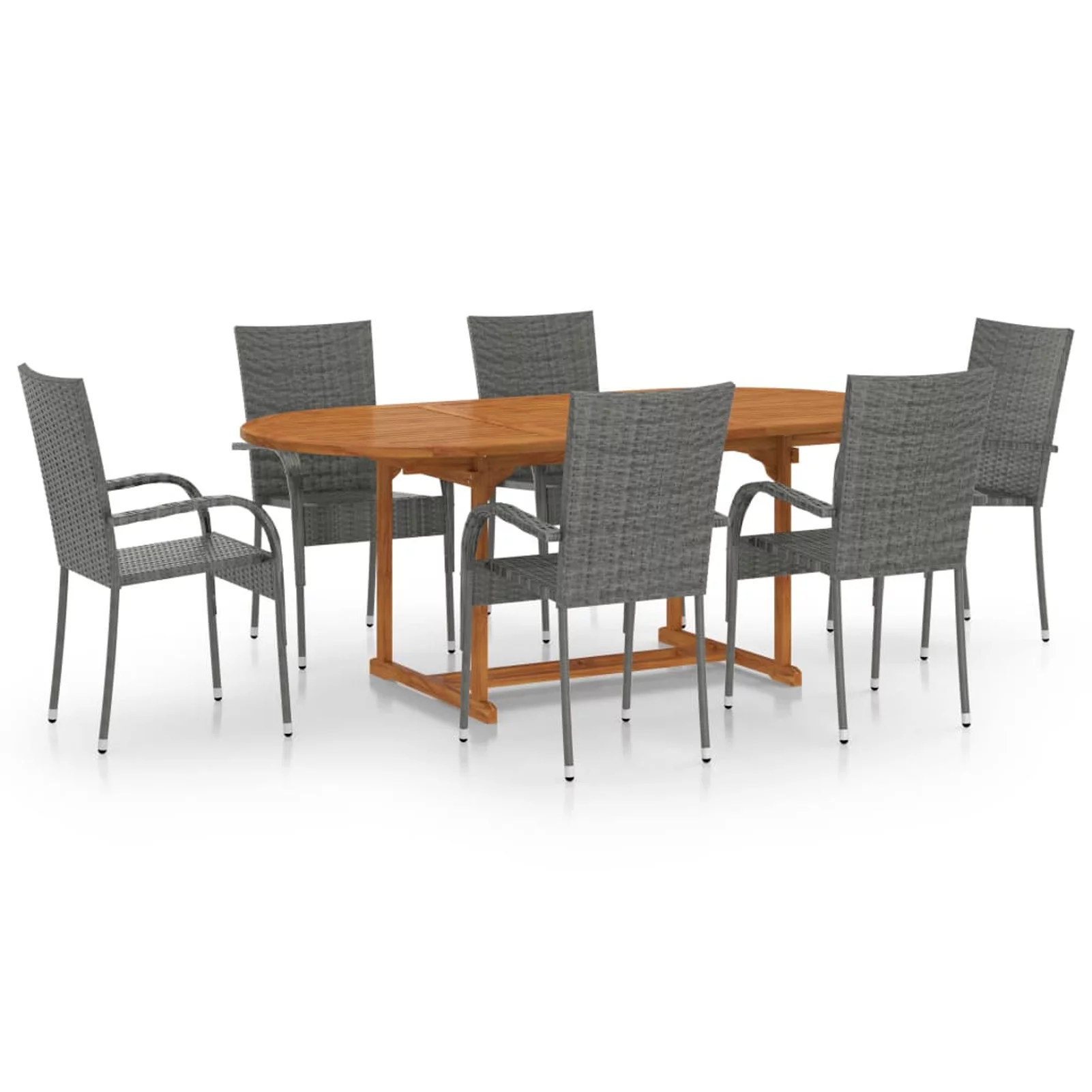 Irfora 7 Piece Patio Dining Set Poly Rattan Gray