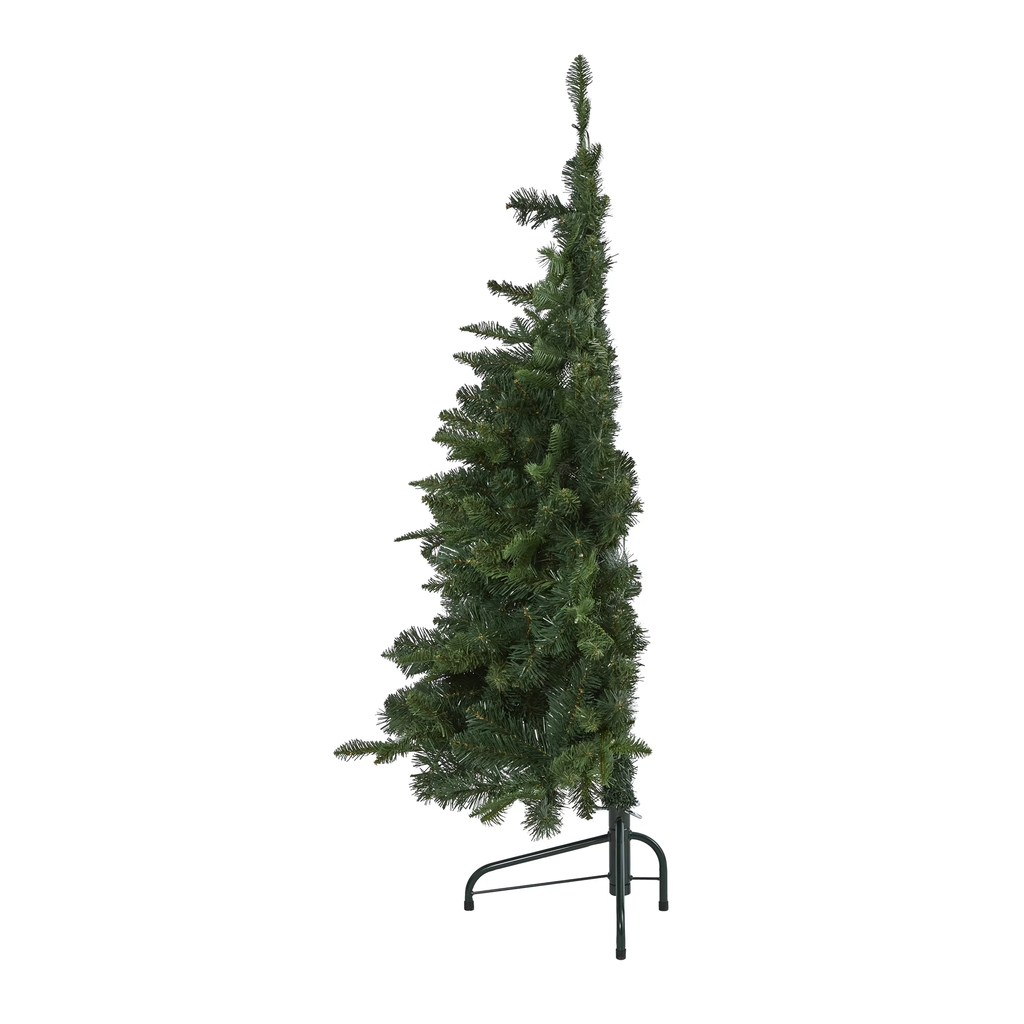 Nearly Natural 4' Flat Back Spruce Artificial Christmas Tree Prelit with LED Lights, Green