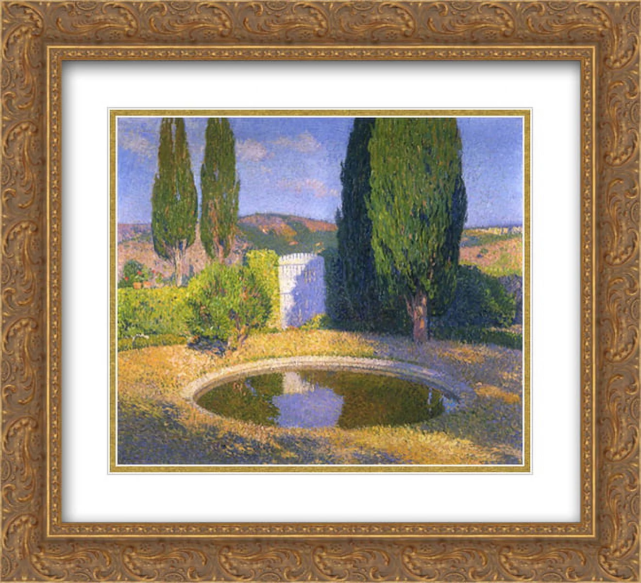 Henri Martin 2x Matted 24x20 Gold Ornate Framed Art Print 'Fountain in Summer'