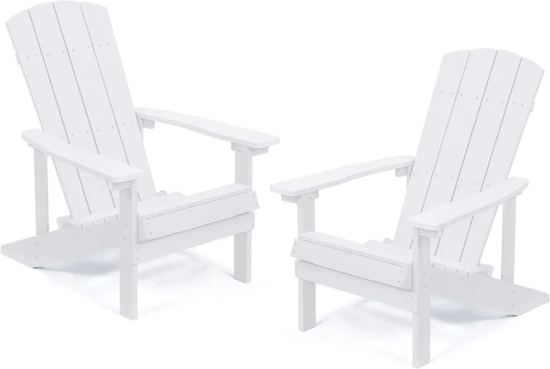 YLtoohoom Patio Hips Plastic Adirondack Chair Lounger Weather Resistant  for Lawn Balcony in Lake Blue (2-Pack)