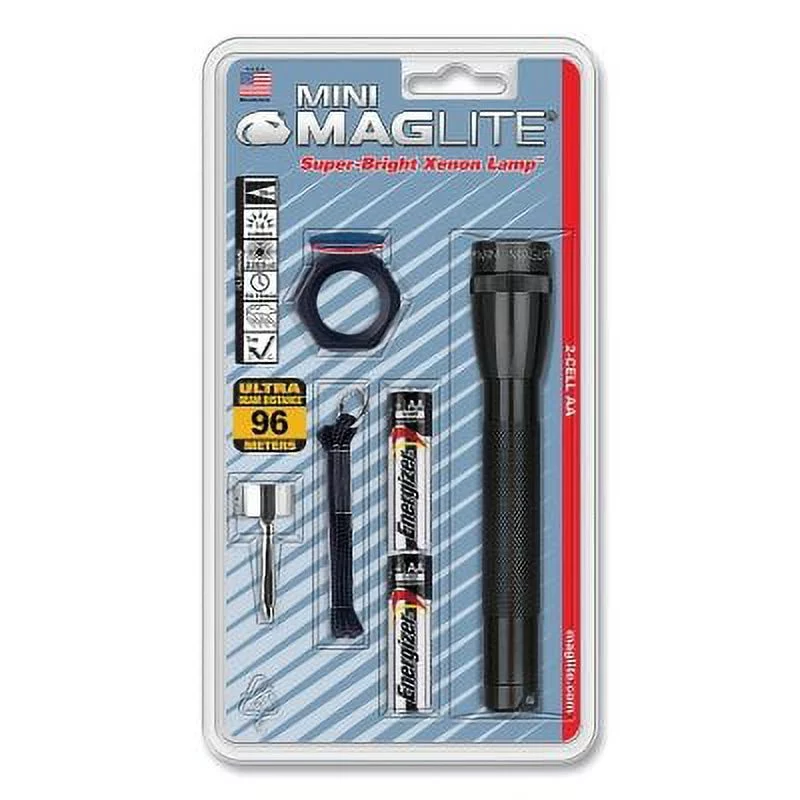 Mini Maglite Aa Flashlight, 2 Aa, 14 Lumens, Black, Combo Pack | Bundle of 5 Kits