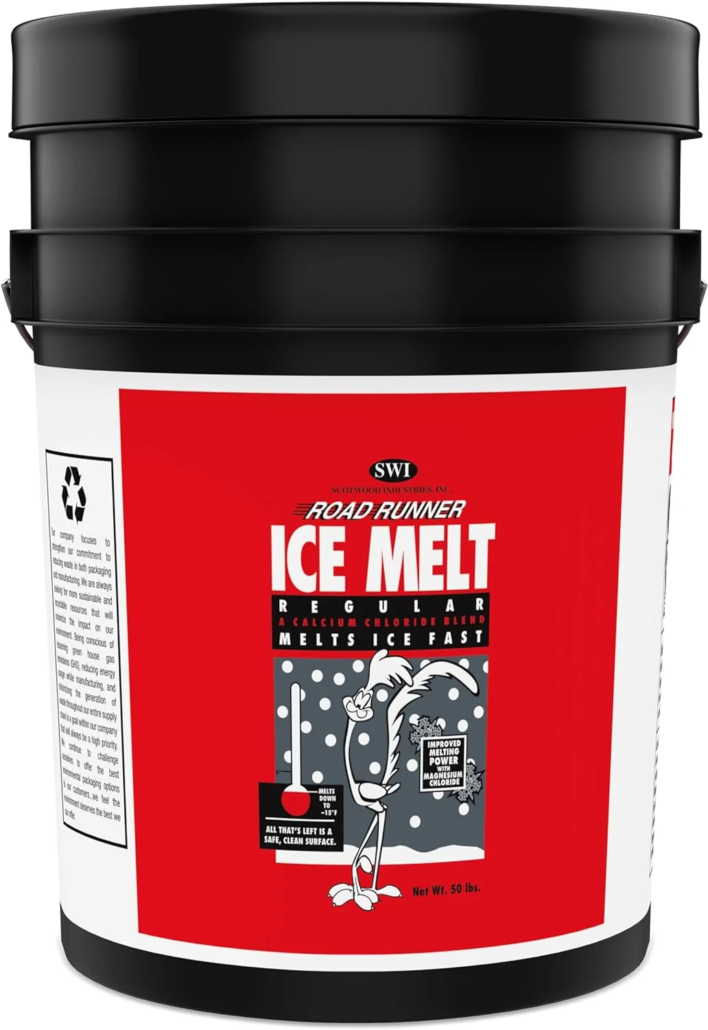 Road Runner Ice and Snow Melt Fast Acting Scotwood Industries Pail, 2 Pails of 50 Lbs Total 100 Lbs