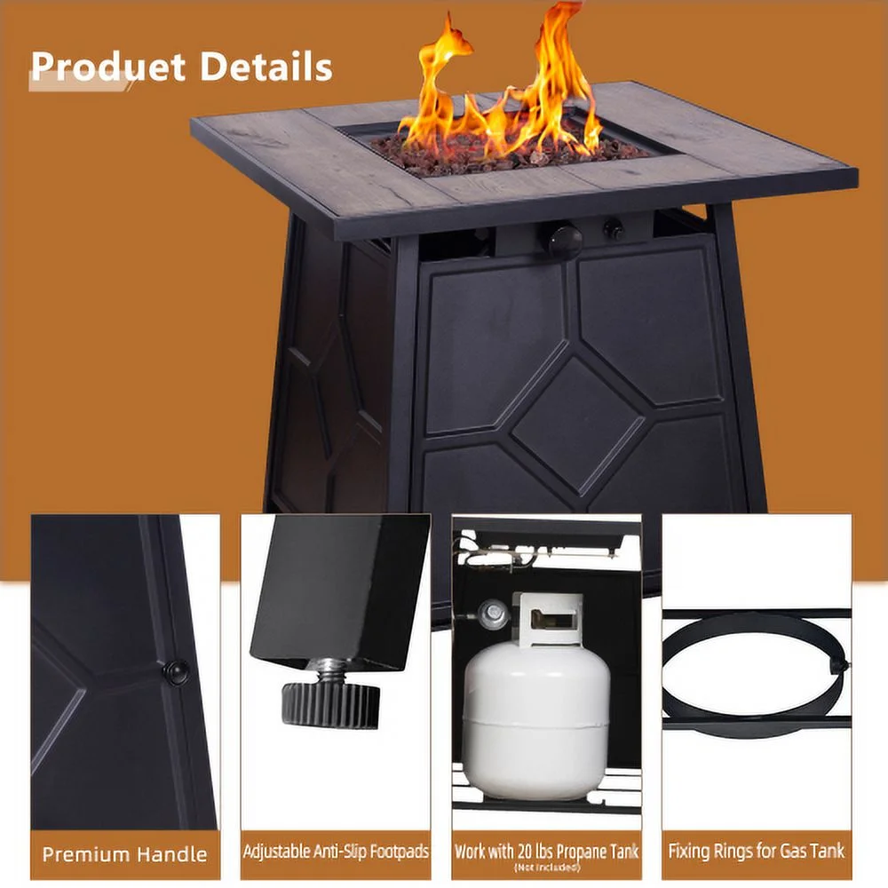 Buumin 40,000 BTU Steel Propane Gas Fire Pit Table With Steel lid, Weather Cover