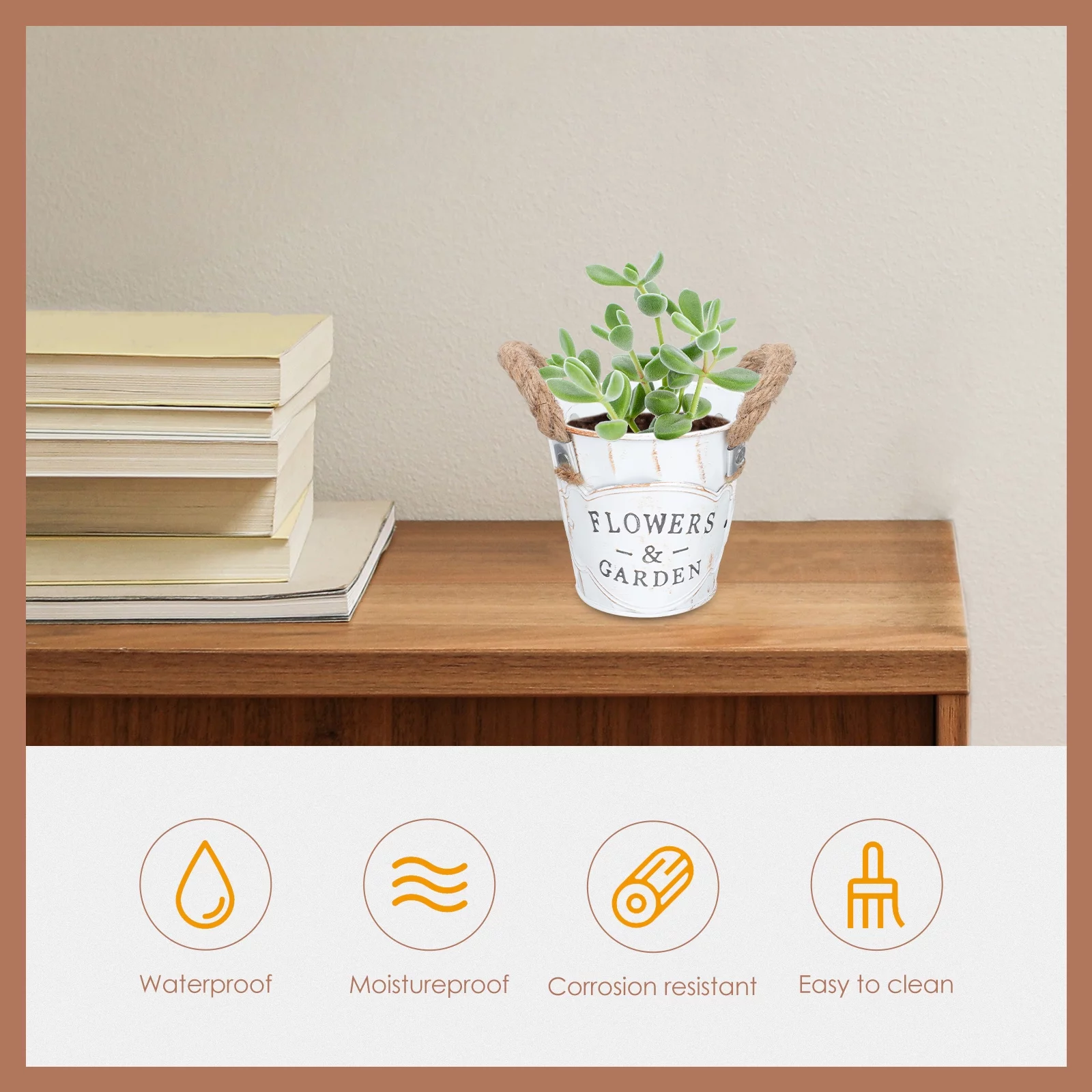 Vintage Old Flower Pot Flowerpot Succulents Plants Galvanized Bucket 2 Pcs Iron Accessories Small Planter