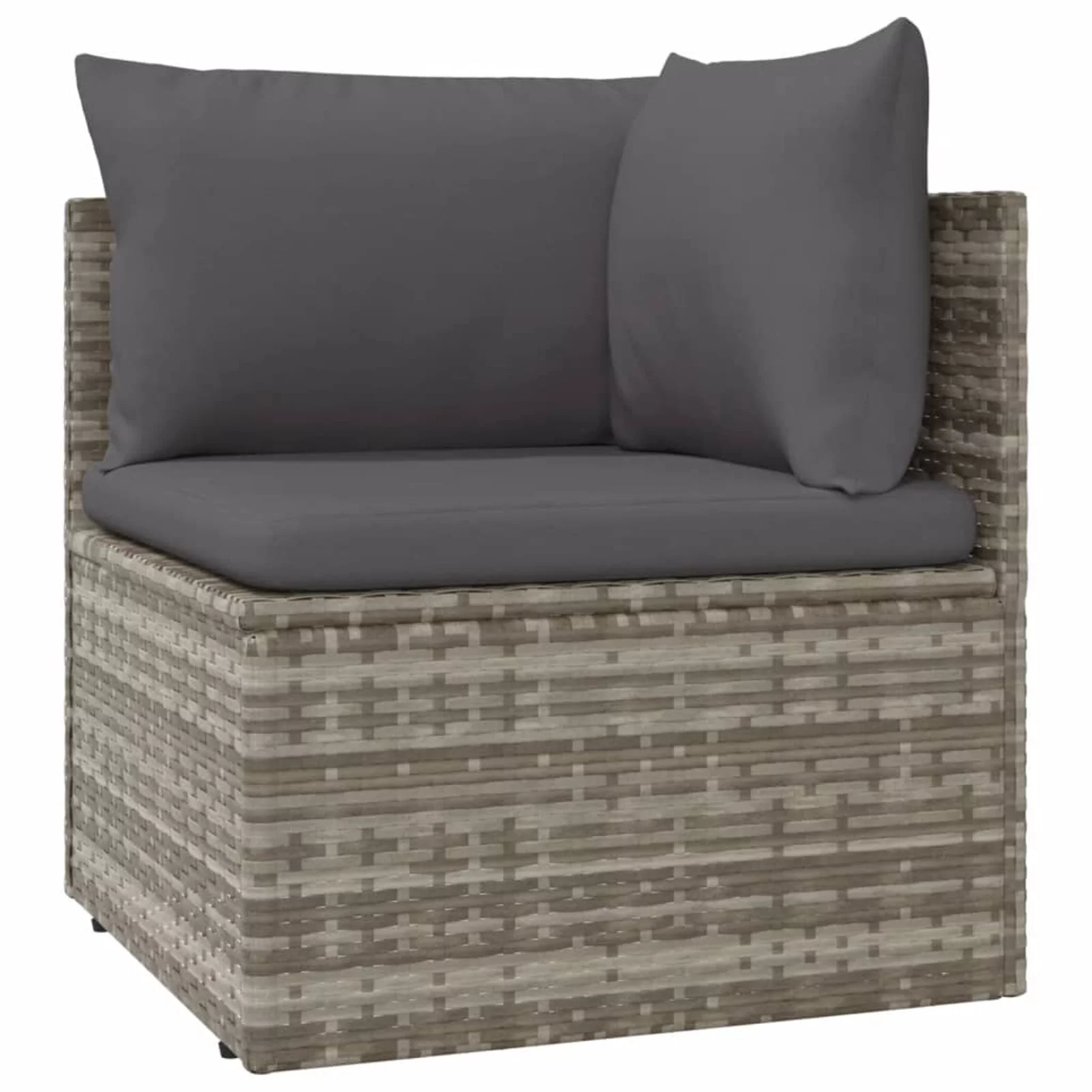 Andoer 8 Piece Patio Set with Cushions Gray Poly Rattan