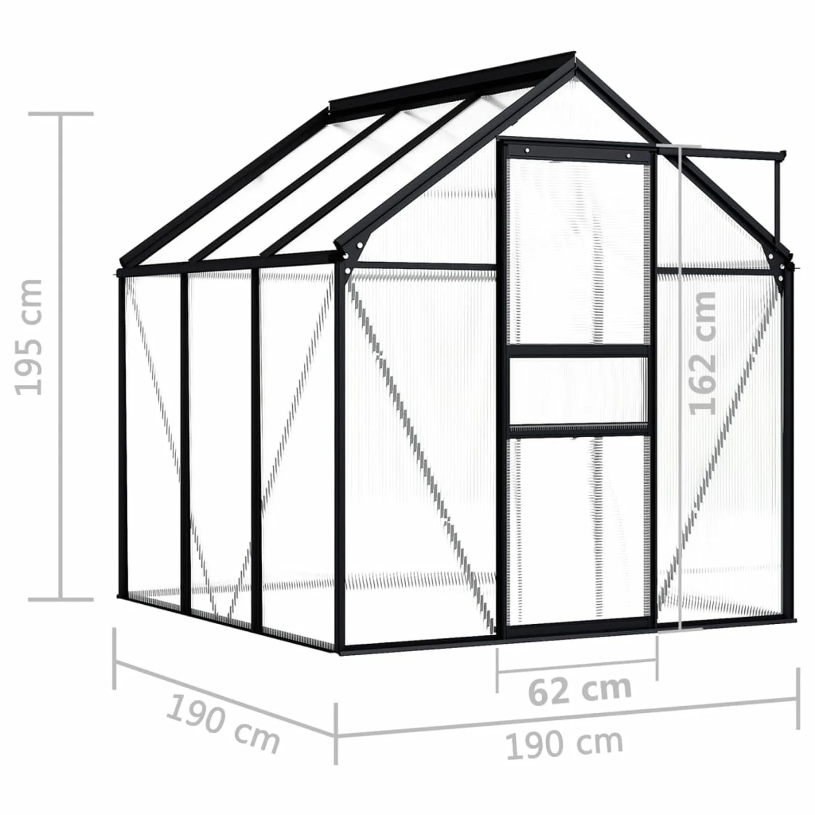 moobody Greenhouse Anthracite Aluminum 38.9 ft²