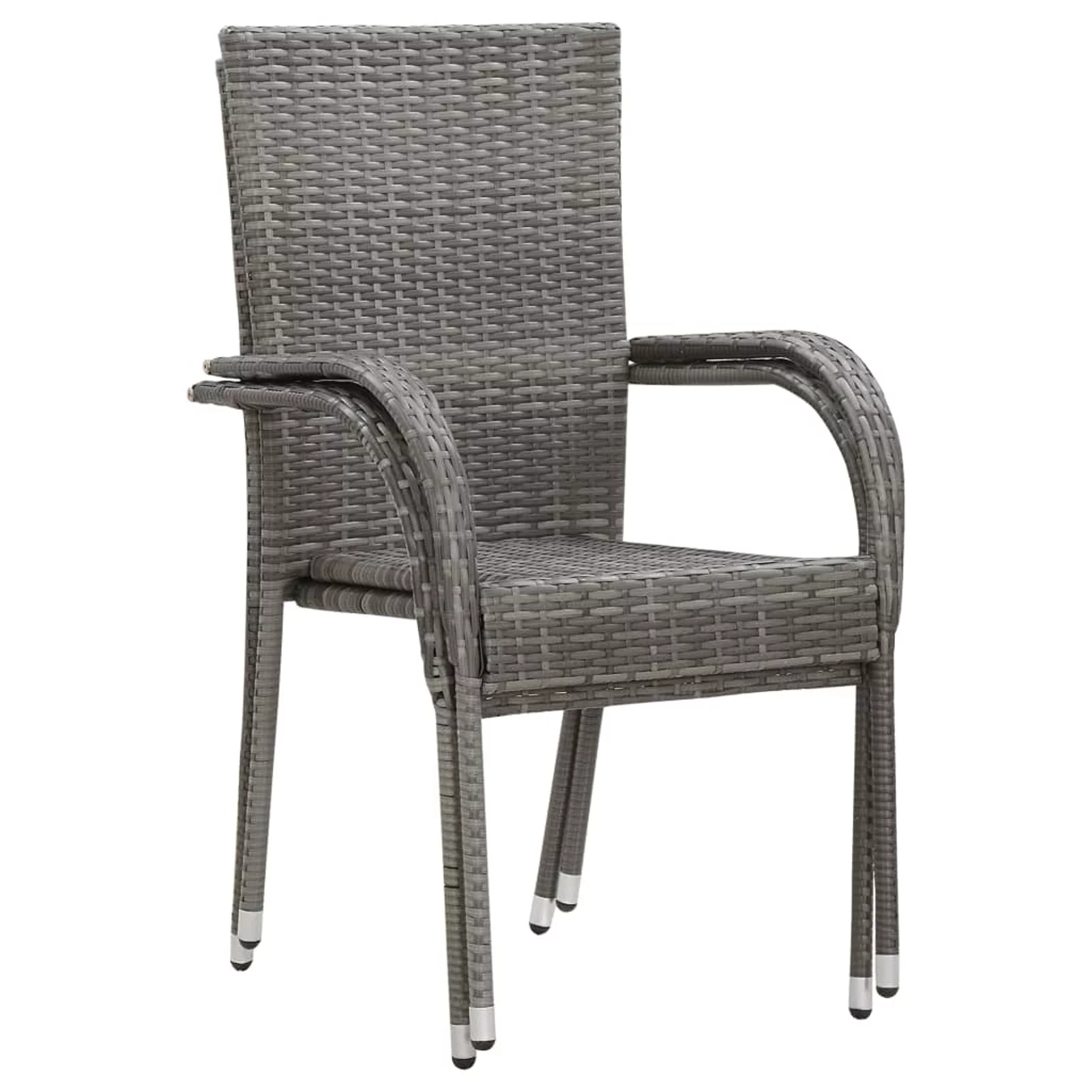 Suzicca Stackable Patio Chairs 2 pcs Gray Poly Rattan
