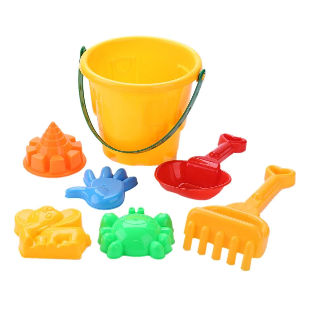 7pcs/set Beach Sand Toys Set for Kids, Summer Playing Water BeachToys Sand Molds, Seaside Sand Play Toys Bucket Shovel Pretended Play Toys