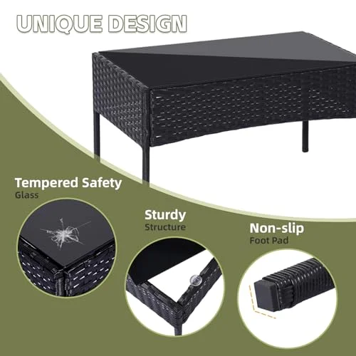 4 Piece Patio Outdoor Furniture Set with Strong Powder Coated Metal Frame One Love Seat, Two Single Chairs and one Table for Porch, Balcony, Backyad, Patio Conversation Set (Grey)