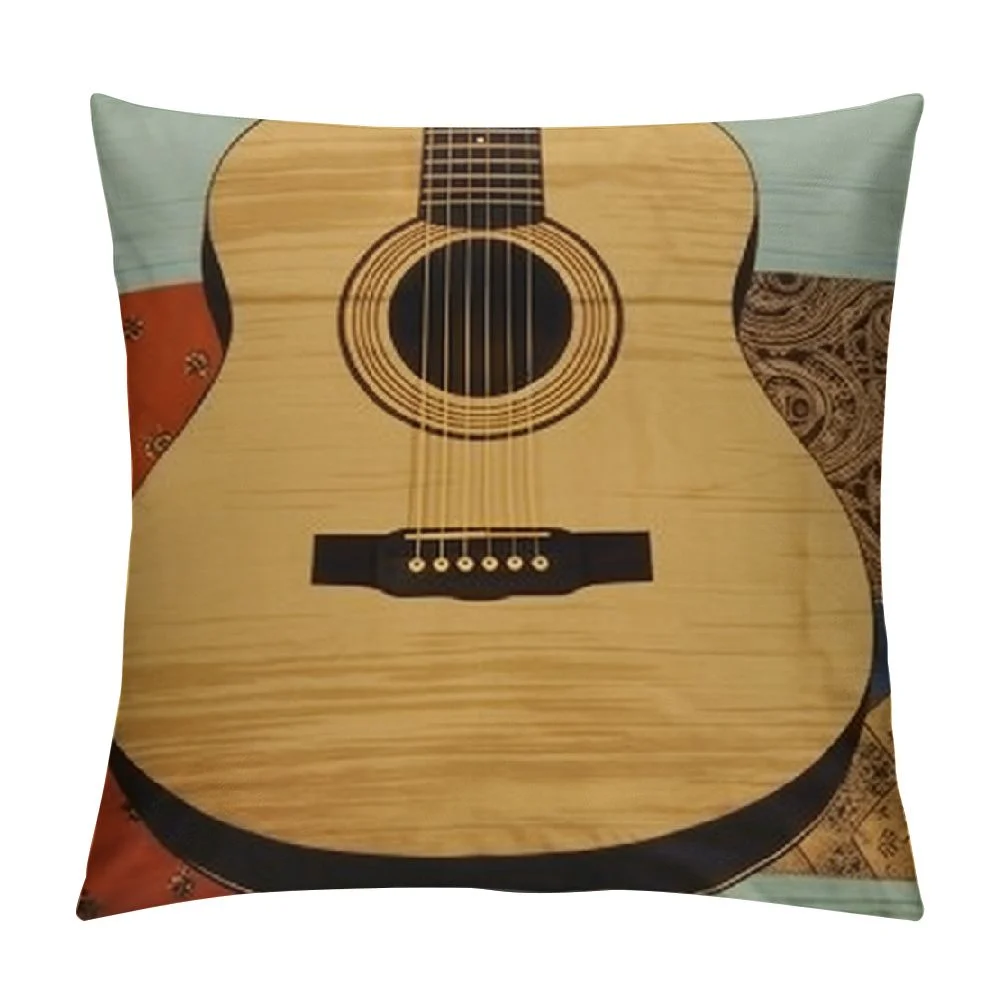 Gotuvs Throw Pillow Covers Guitar Musician Where Words Fail Spruce Top Acoustic Decorative Pillow Cases Home Decor Square Pillowcases White