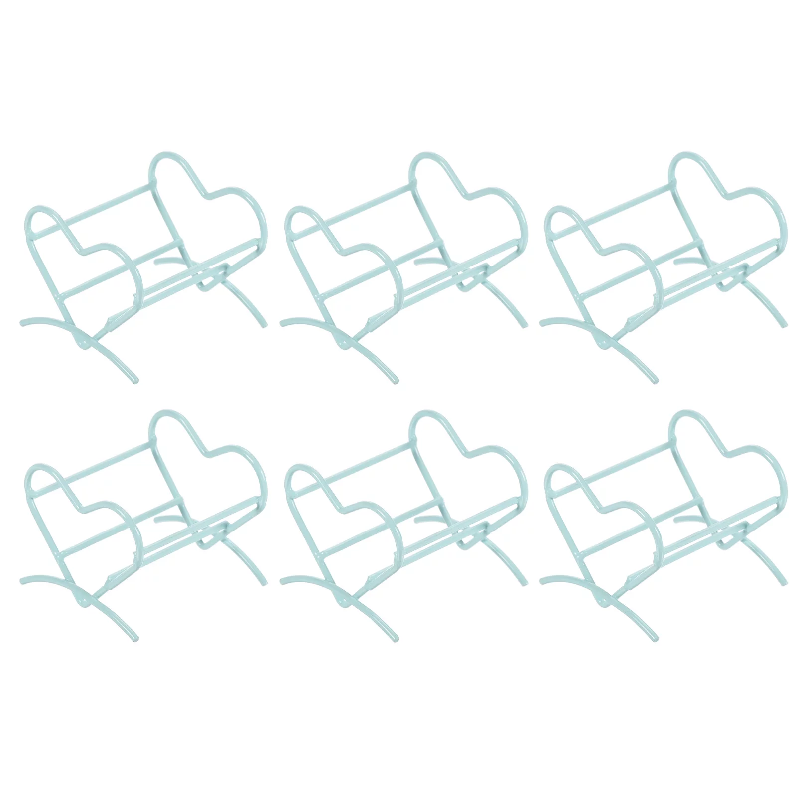 Uxcell Air Plant Holder Organizer, 6Pcs Heart Shape Metal Flower Pot Stand Container for Home Bedroom Office Decor, Blue