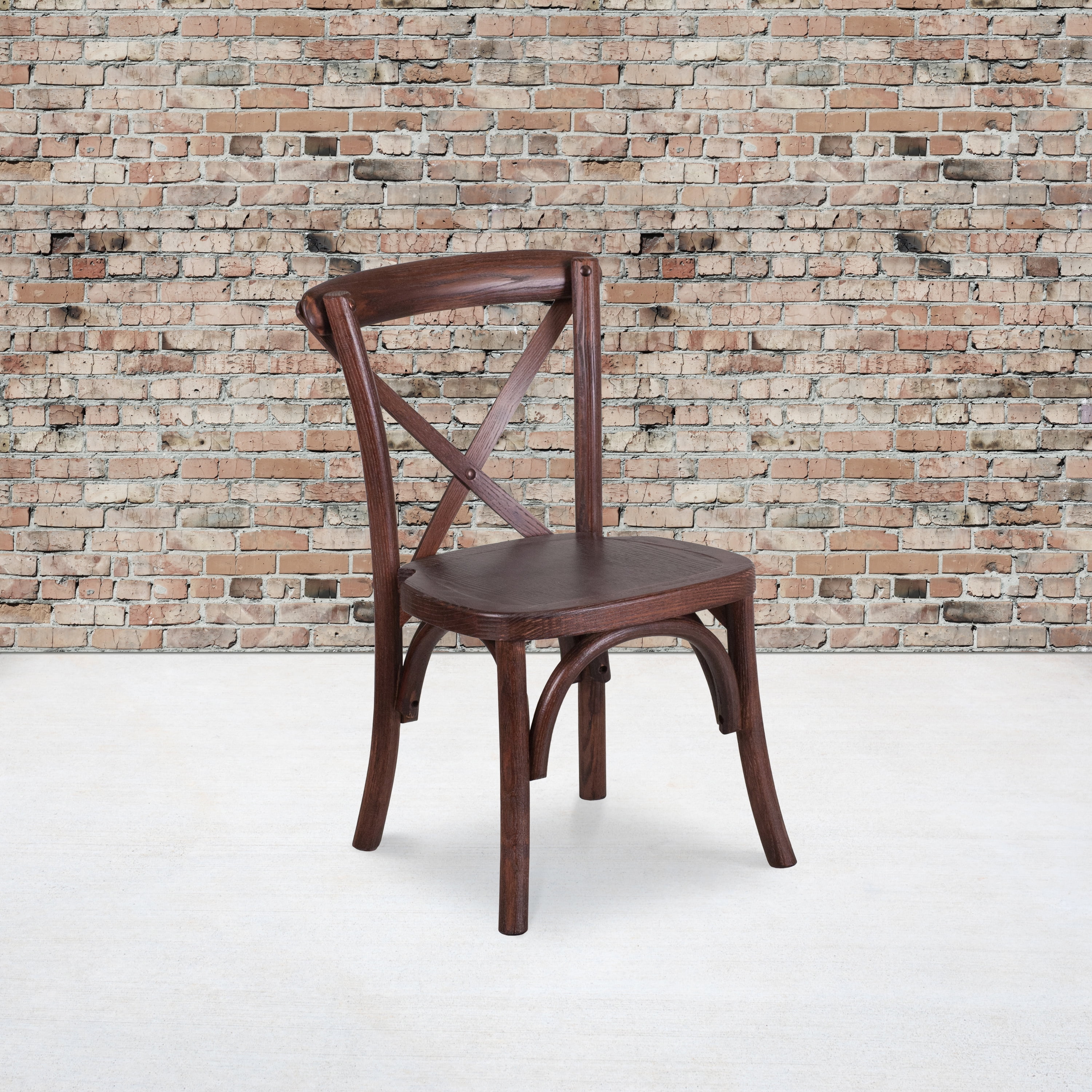 Emma + Oliver Stackable Kids Mahogany Wood Cross Back Chair