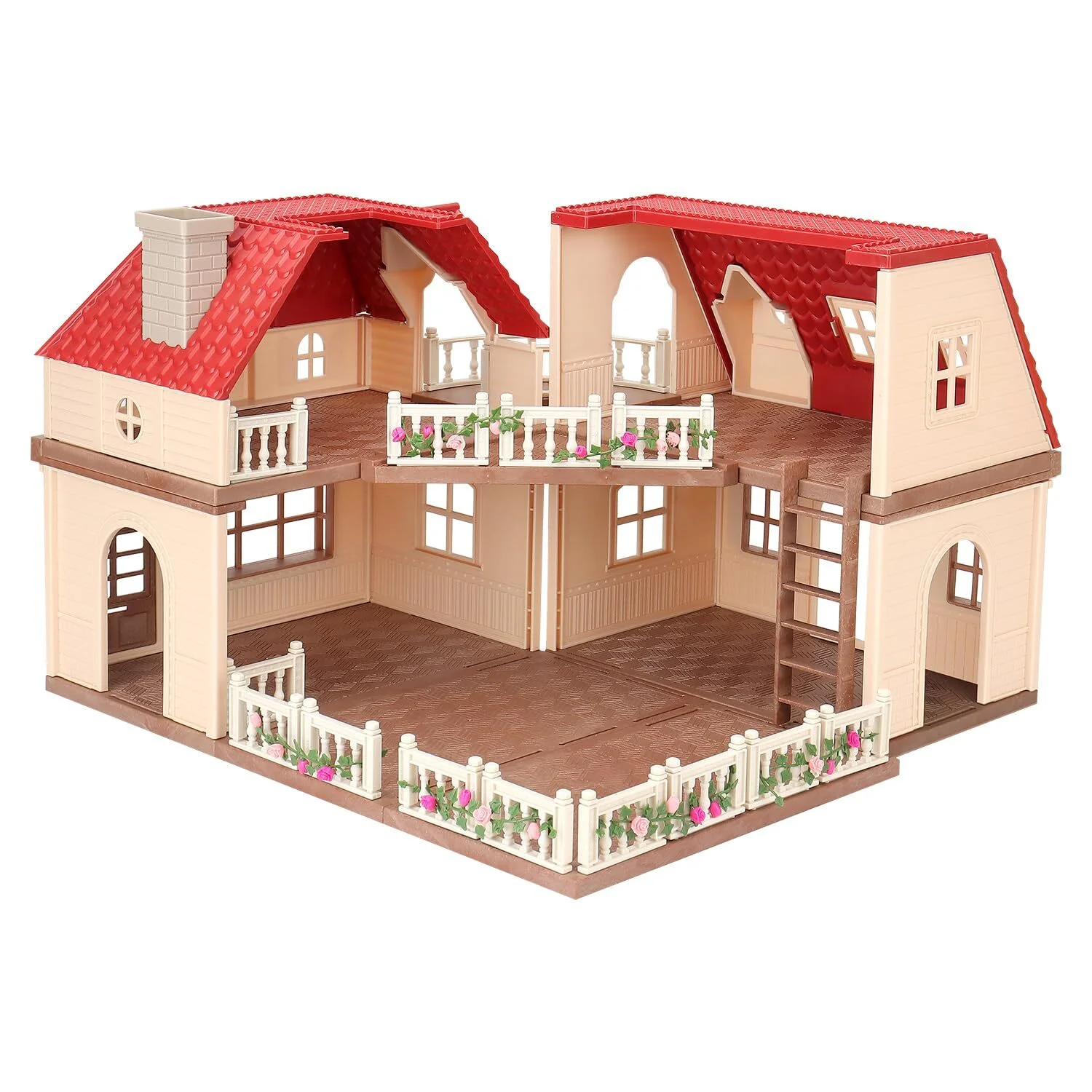iTOYiFUN Dollhouse Furniture and Accessories Playset, DIY Doll house Pretend Play with Figures, for Toddlers, Boys & Girls