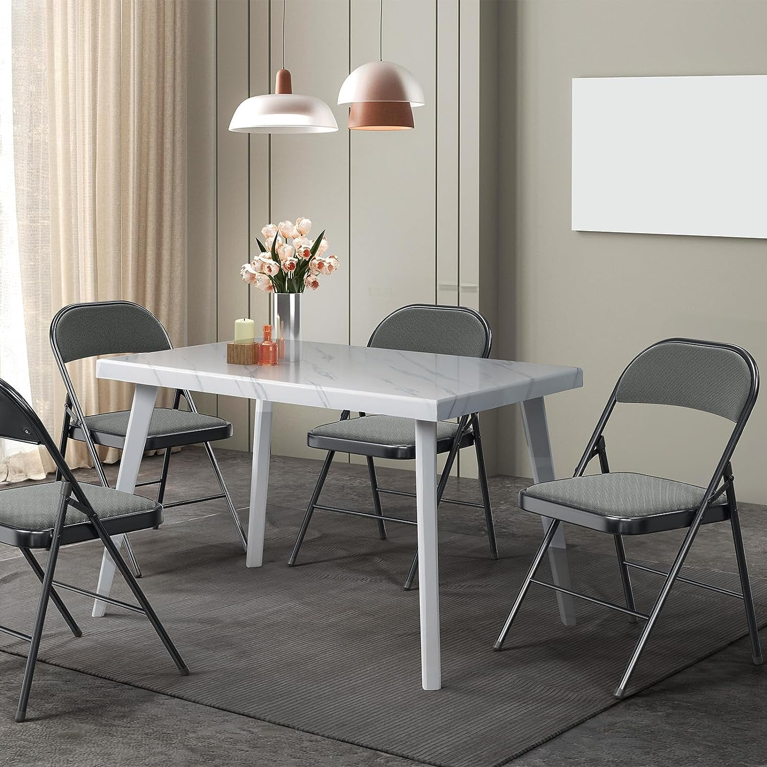 YPSXVGJ with Padded Seats  Metal Frame with Fabric Seat & Back  Capacity 350 lbs  Khaki  Set of 6