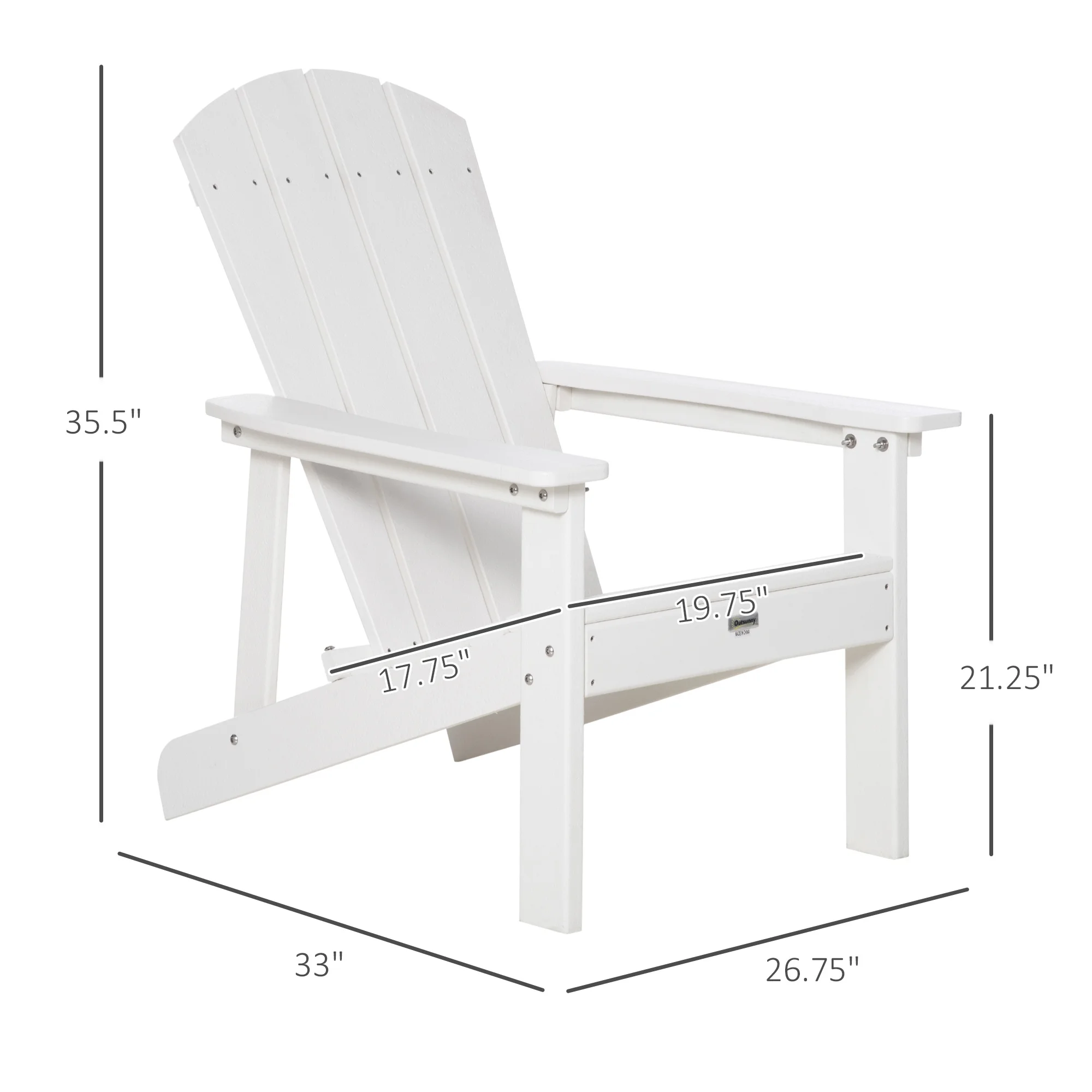Durable White Adirondack Chair - 34.1 - Relax in Style