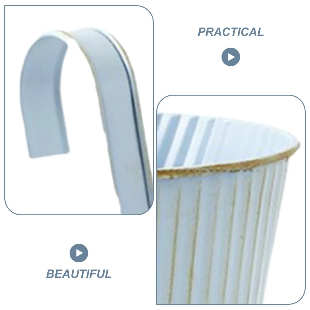 Jibingyi 4Pcs Flower Pot Metal Hanging Flower Pot Balcony Garden Planter Basket Fence Hanging Bucket