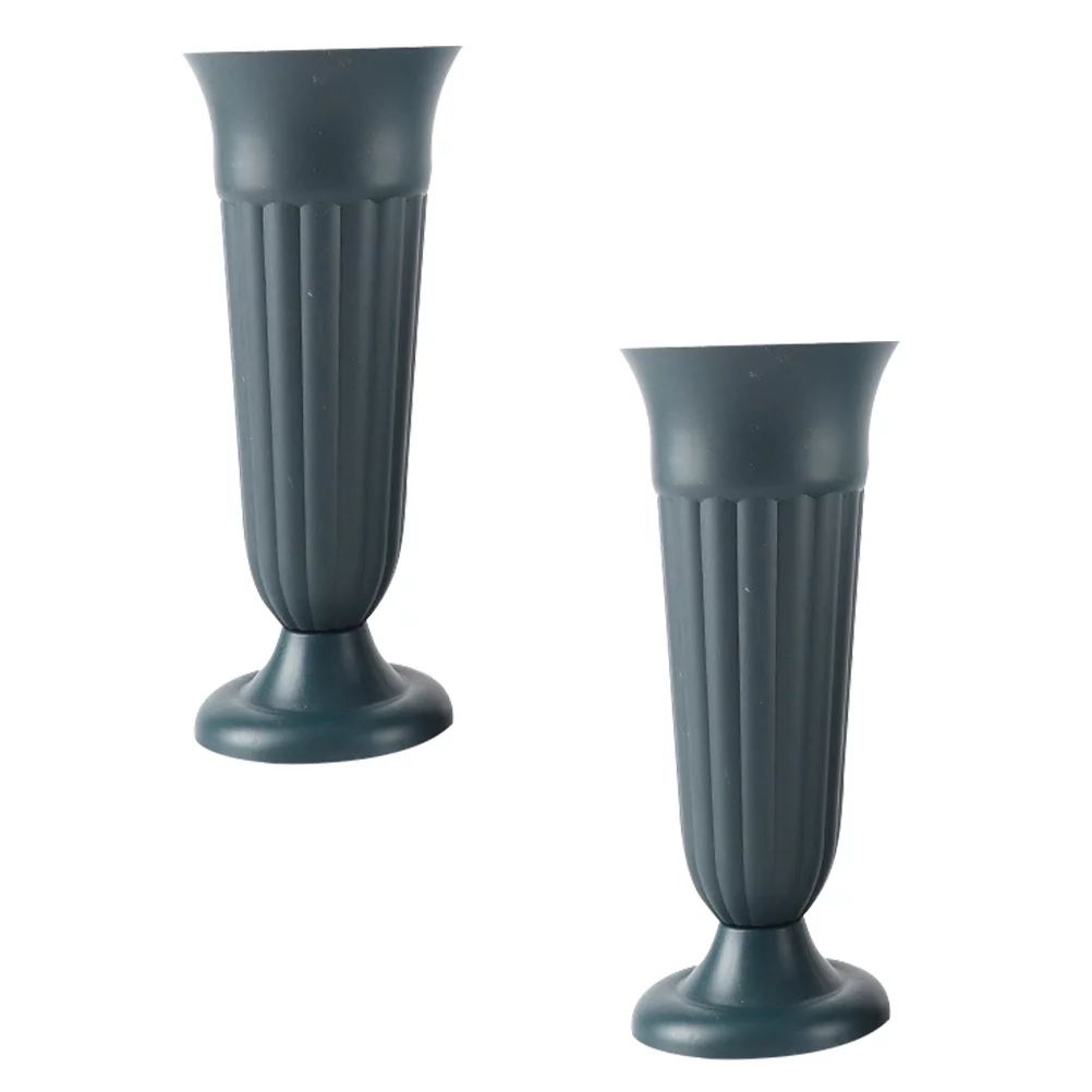 Gongxipen 2 Pcs Grave Cone Vases Cemetery Flower Planters Plastic Cemetery Cone Vases