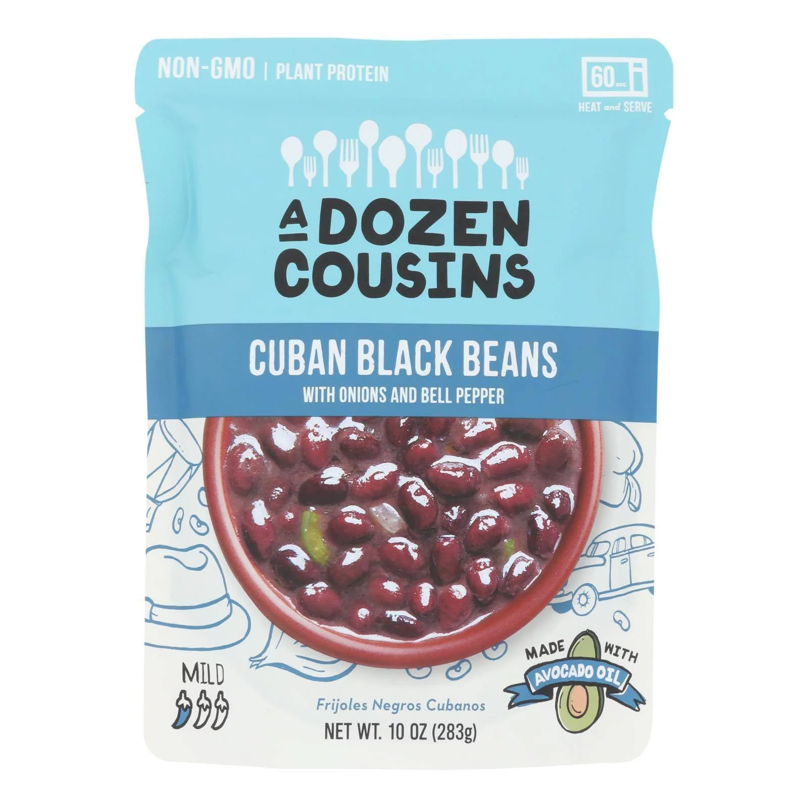A Dozen Cousins - Ready to Eat Beans - Cuban Black Beans - 10 oz. Pouch Pack Of 6