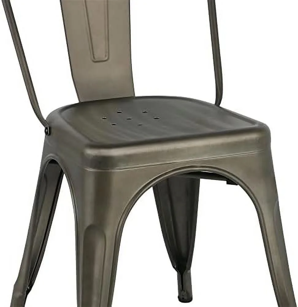 MQLIFEBOOM Metal Dining Chairs Set of 4 Stackable Dining Room Chairs Side Chairs Patio Dining Chairs with Back  Each Chair Load Capacity  340 lbs Gun Metal