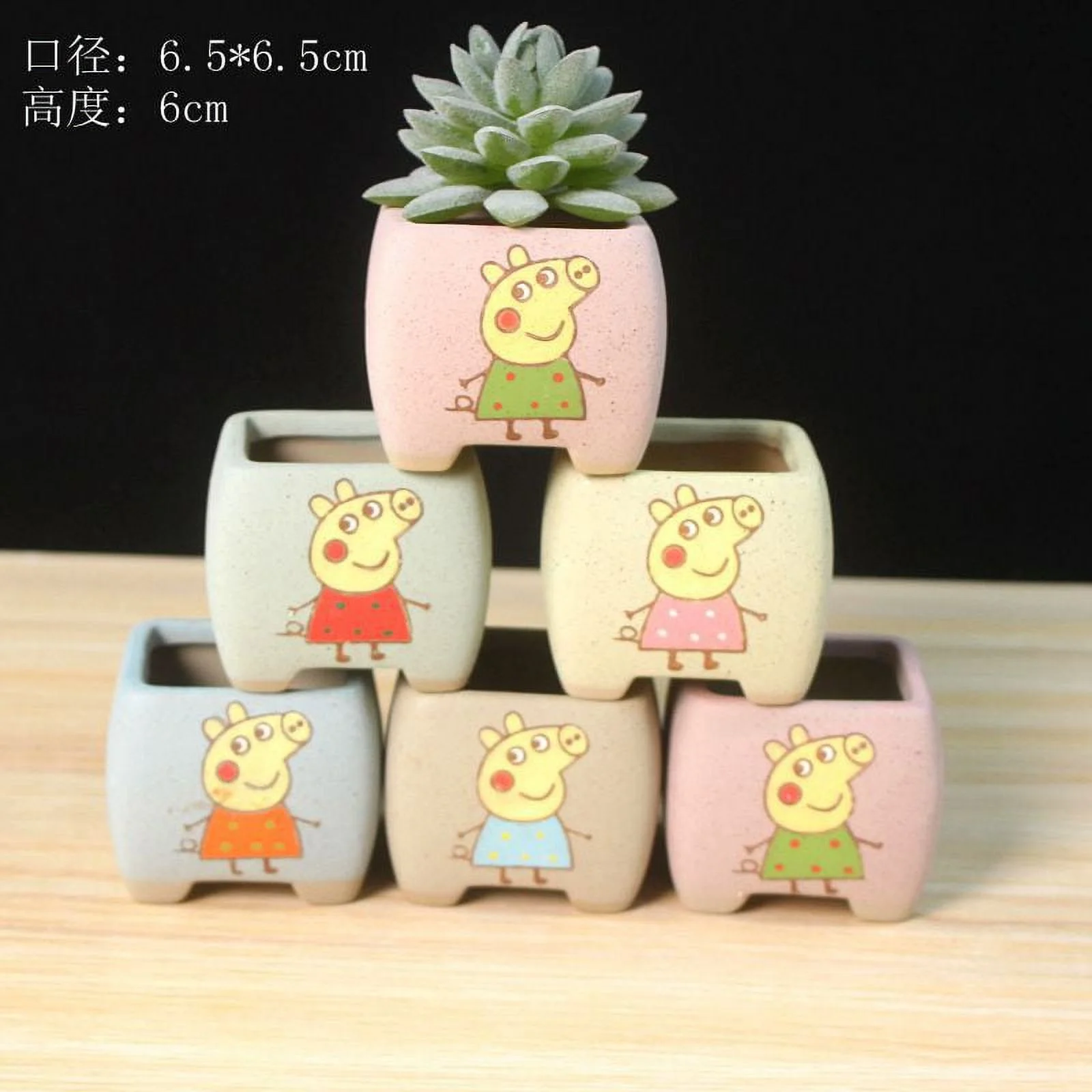 LivNxt Hand-Painted Cartoon Ceramic Succulent Planter - Succulent Plant Pot Nursery Pot Ceramic Planter Desktop Potted Plant