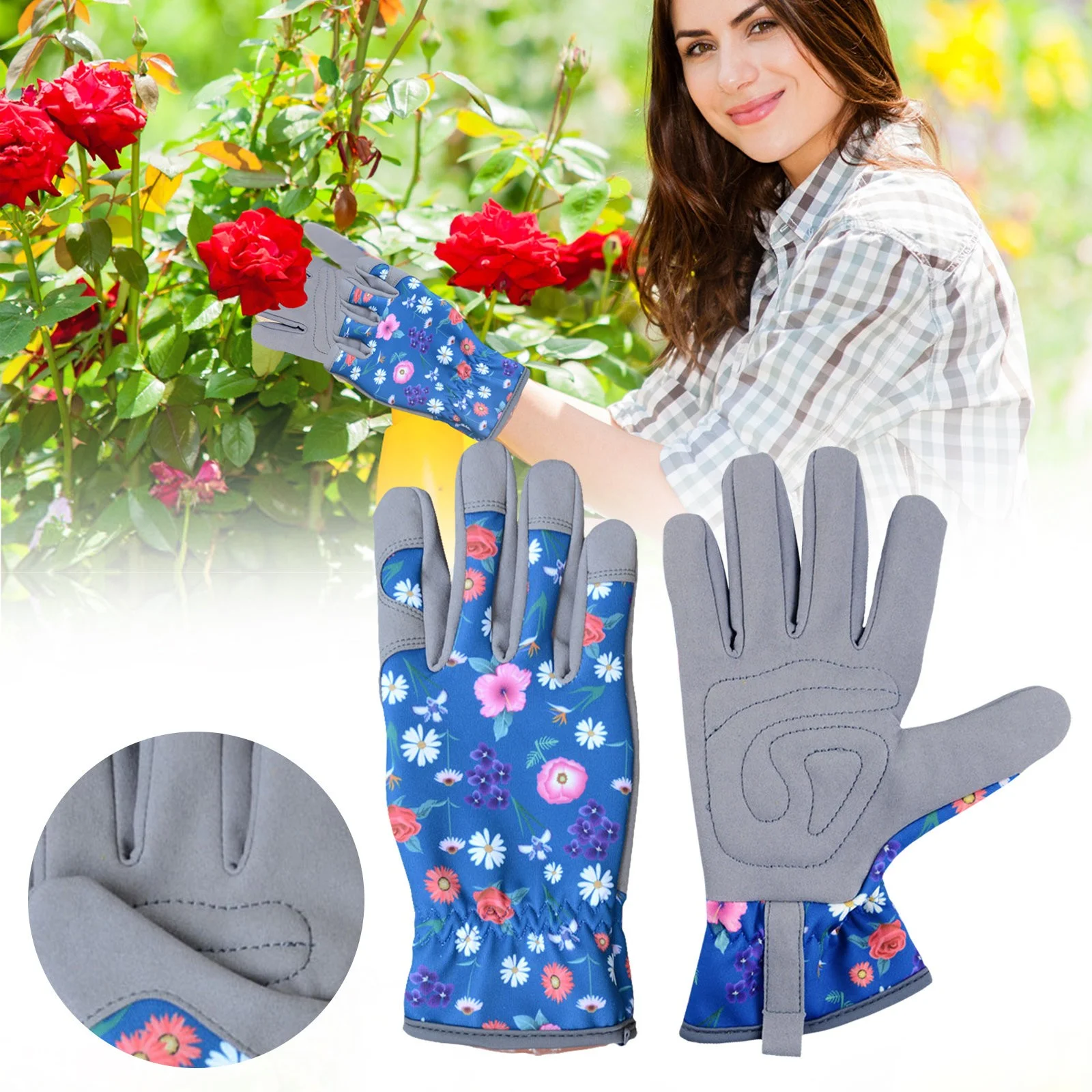 LKWLPD Gardening Gloves Women Men Leather Garden Gloves Thorn Proof Outdoor Protective Working Gloves with Grip for Weeding, One Size Fits Most, Multicolor