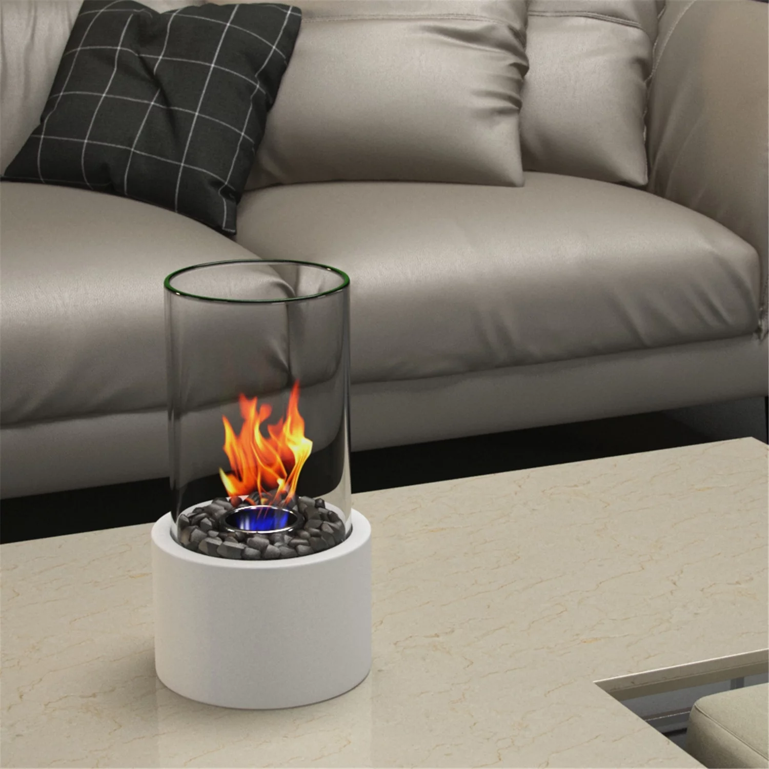 Regal Flame Eden Ventless Fire Pit Tabletop Portable Fire Bowl Pot Bio Ethanol Fireplace in White