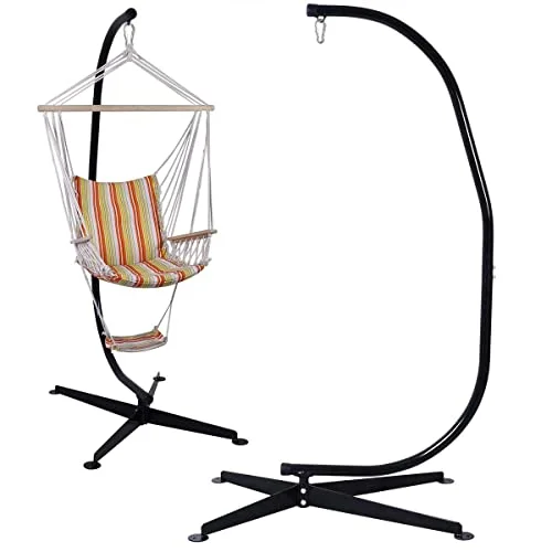 HAPPYGRILL Hammock Stand Replacement Hanging Hammock Chair C-Shape Stand Air Porch Swing Chair