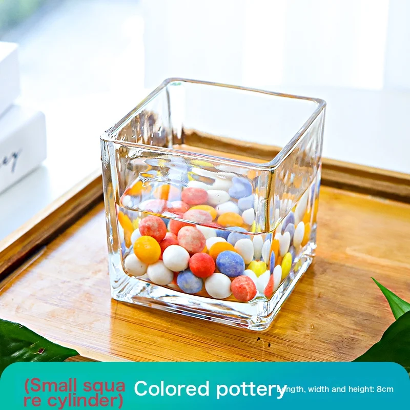 Hydroponic Utensils Copper Coin Grass Creative Bottle Glass Flower Pot Aquatic Plant Tulip Flower Vase Fangfang Describer Brown Pottery-500G Without Square Vat Intermediate